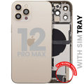 Back Cover/Frame with Charging Port Flex and Small Parts for iPhone 12 Pro Max (EU/Global Version), OEM Pull (Used, Grade A), Gold