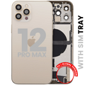 Back Cover/Frame with Charging Port Flex and Small Parts for iPhone 12 Pro Max (EU/Global Version) (Used OEM Dismantled, Quality B) (Gold)