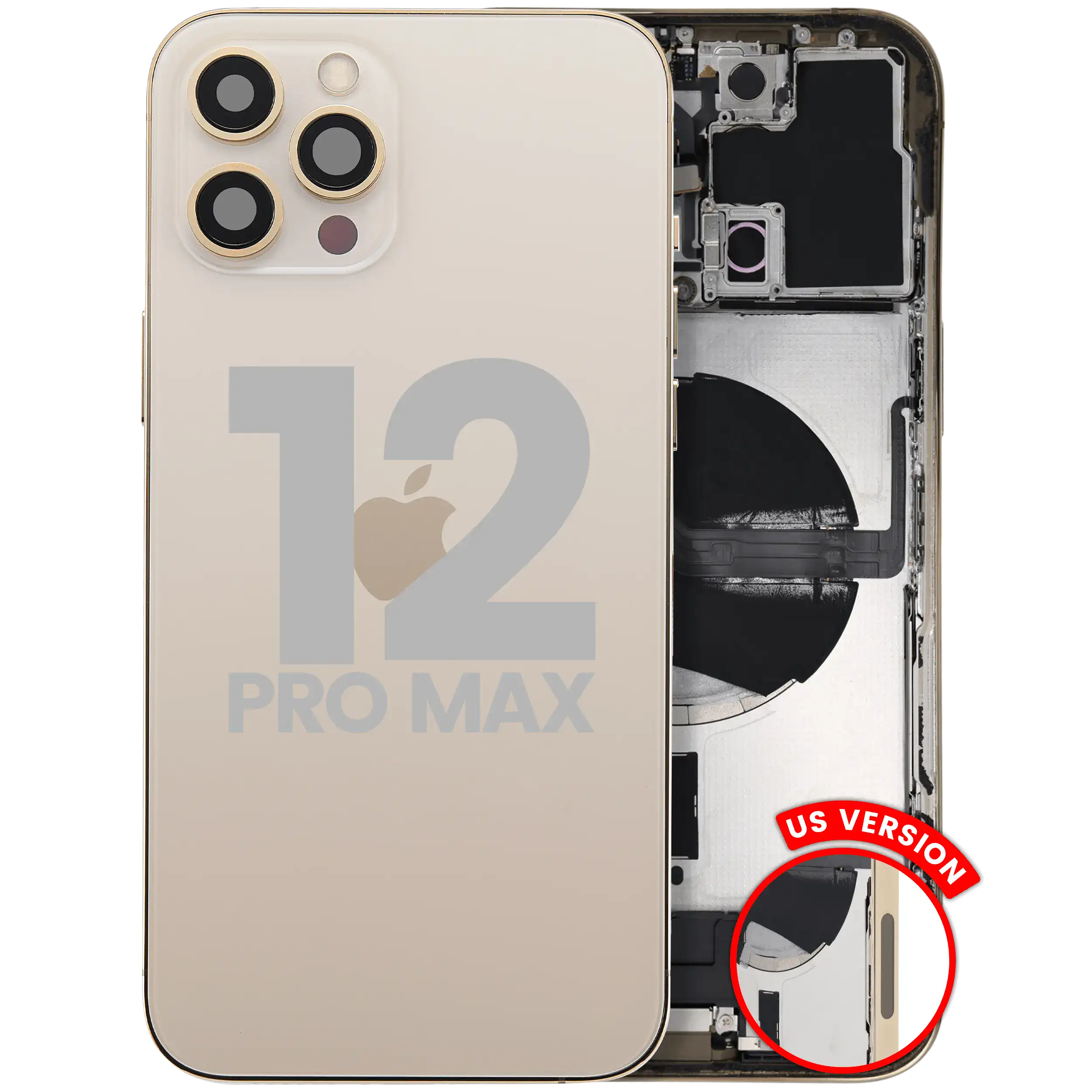 Backcover/Rahmen inkl. Ladebuchse-Flex für iPhone 12 Pro Max OEM B Gold