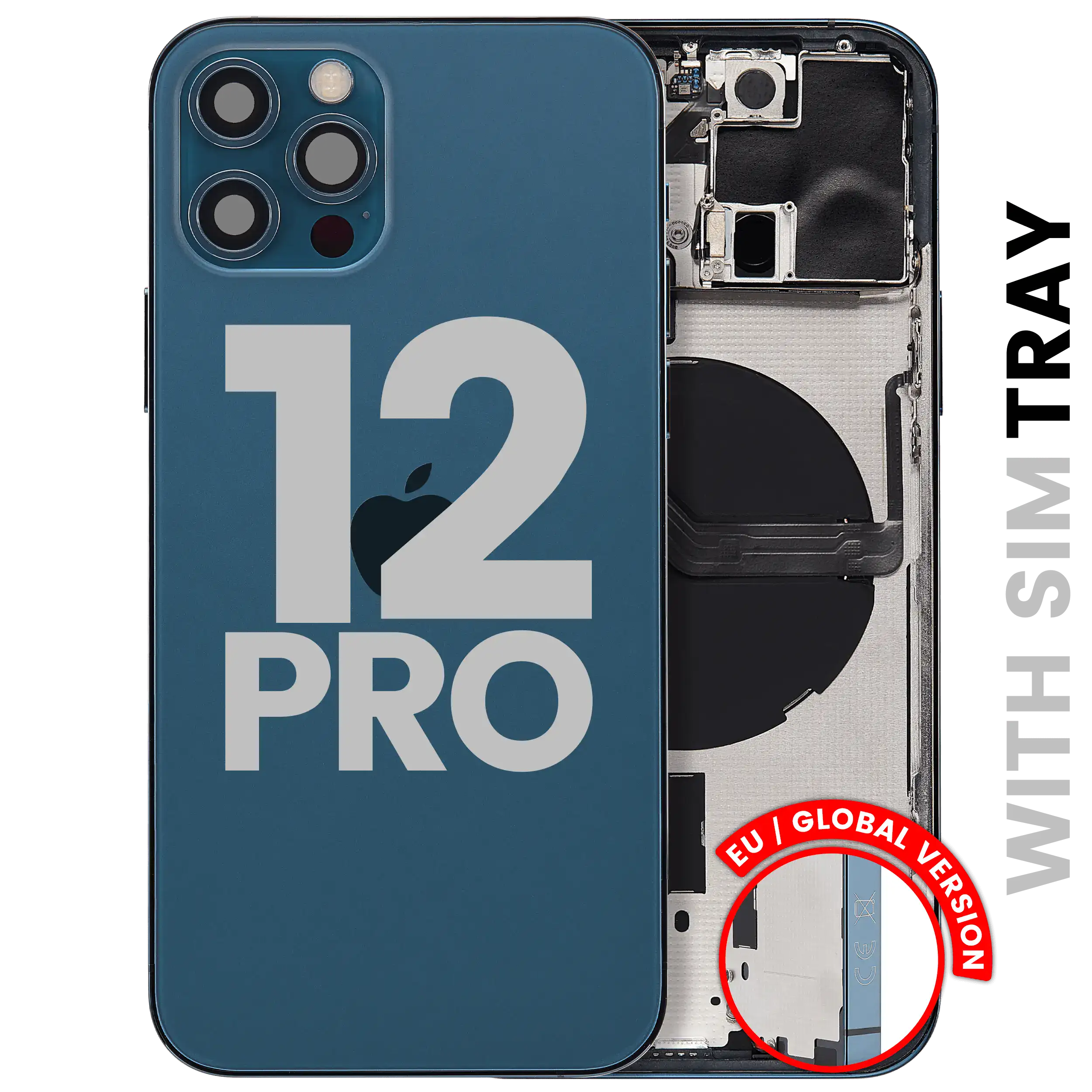 Back Cover/Frame with Small Parts for iPhone 12 Pro (EU/Global Version) (Used OEM Removal, Quality B) (Pacific Blue)