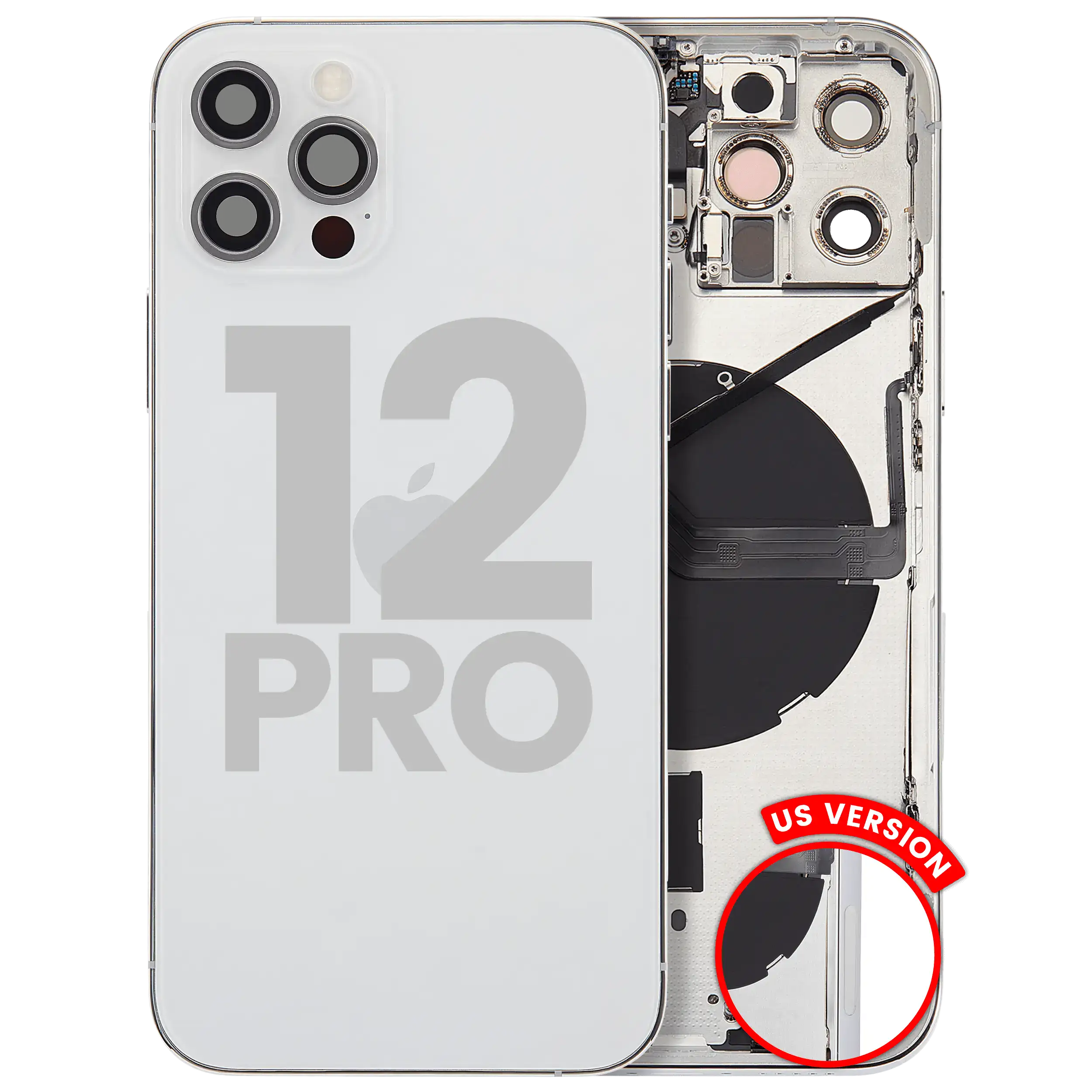 Back Cover/Frame with Small Parts for iPhone 12 Pro (US Version) (Used OEM Pull, Quality A) (Silver)