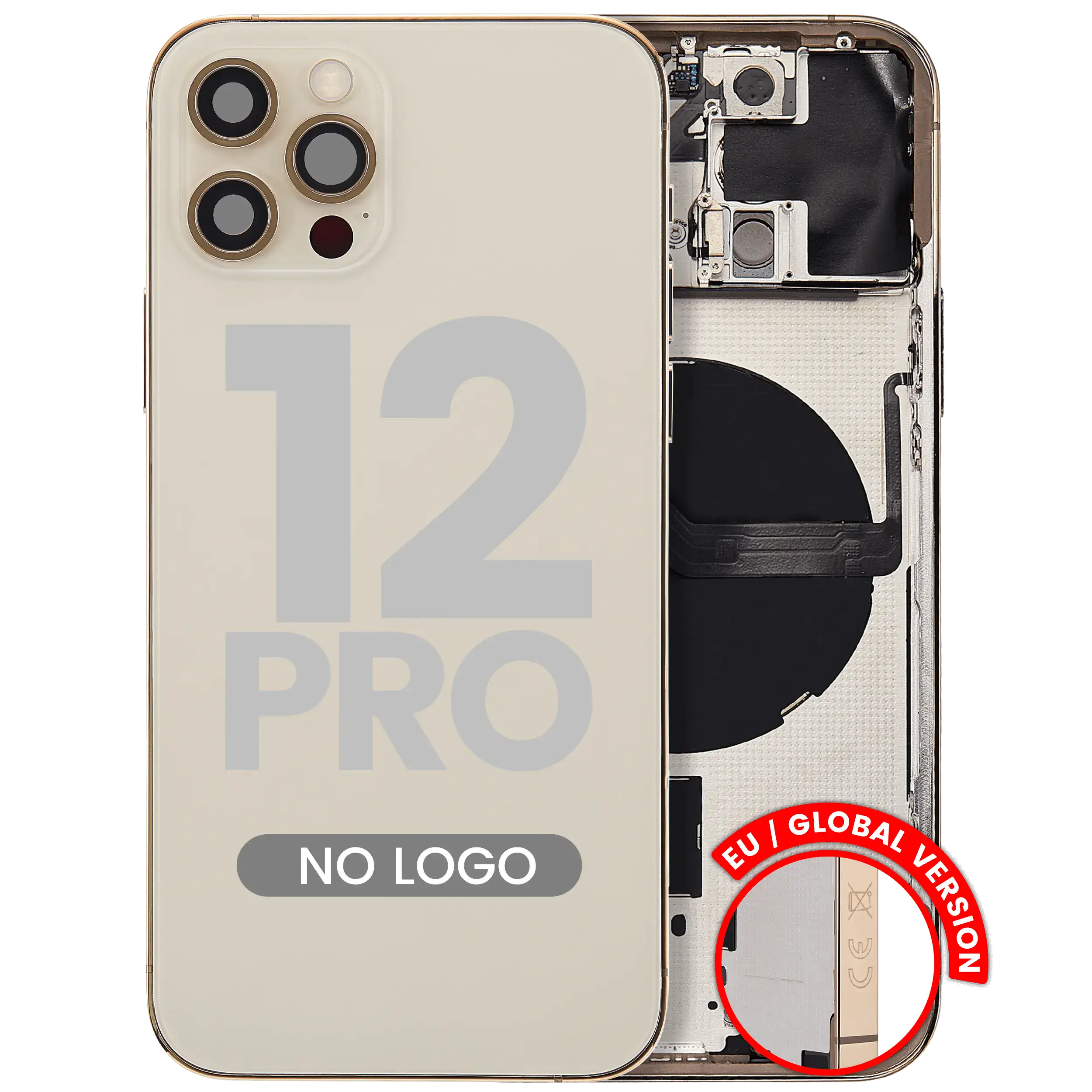 Back cover/frame with small parts for iPhone 12 Pro (EU / Global Version) (Aftermarket Plus) (Gold)