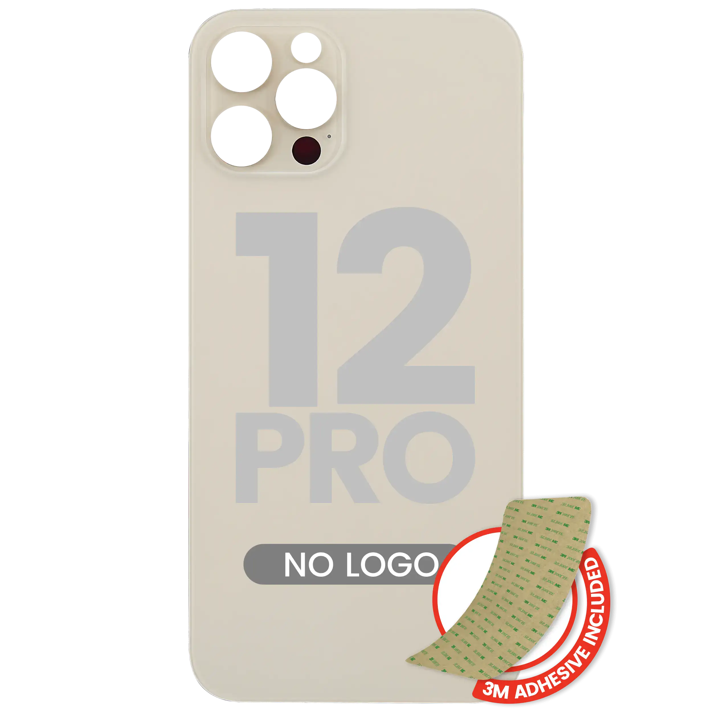 Back Cover with 3M Adhesive for iPhone 12 Pro (No Logo / Large Camera Hole) (Gold)