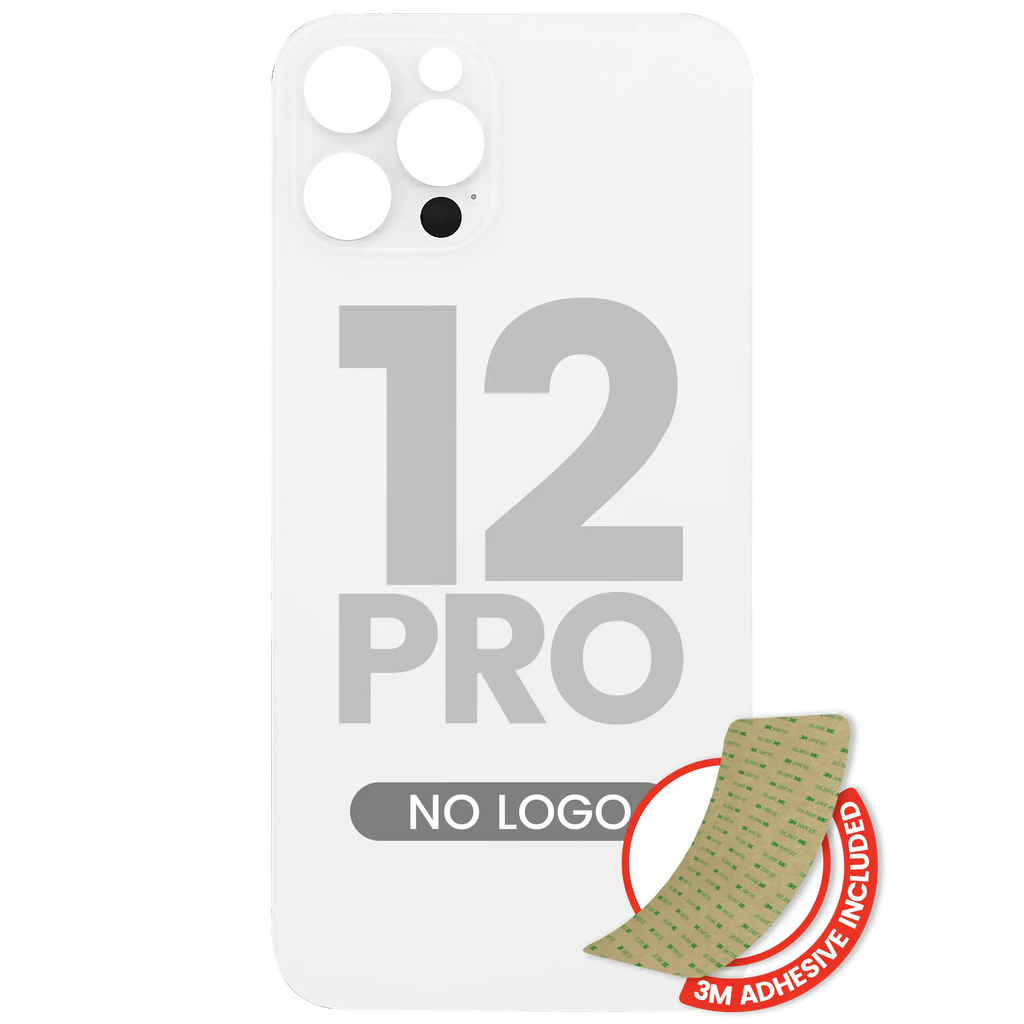 Backcover mit 3M-Kleber für iPhone 12 Pro (kein Logo / großes Kameraloch) (Silbe