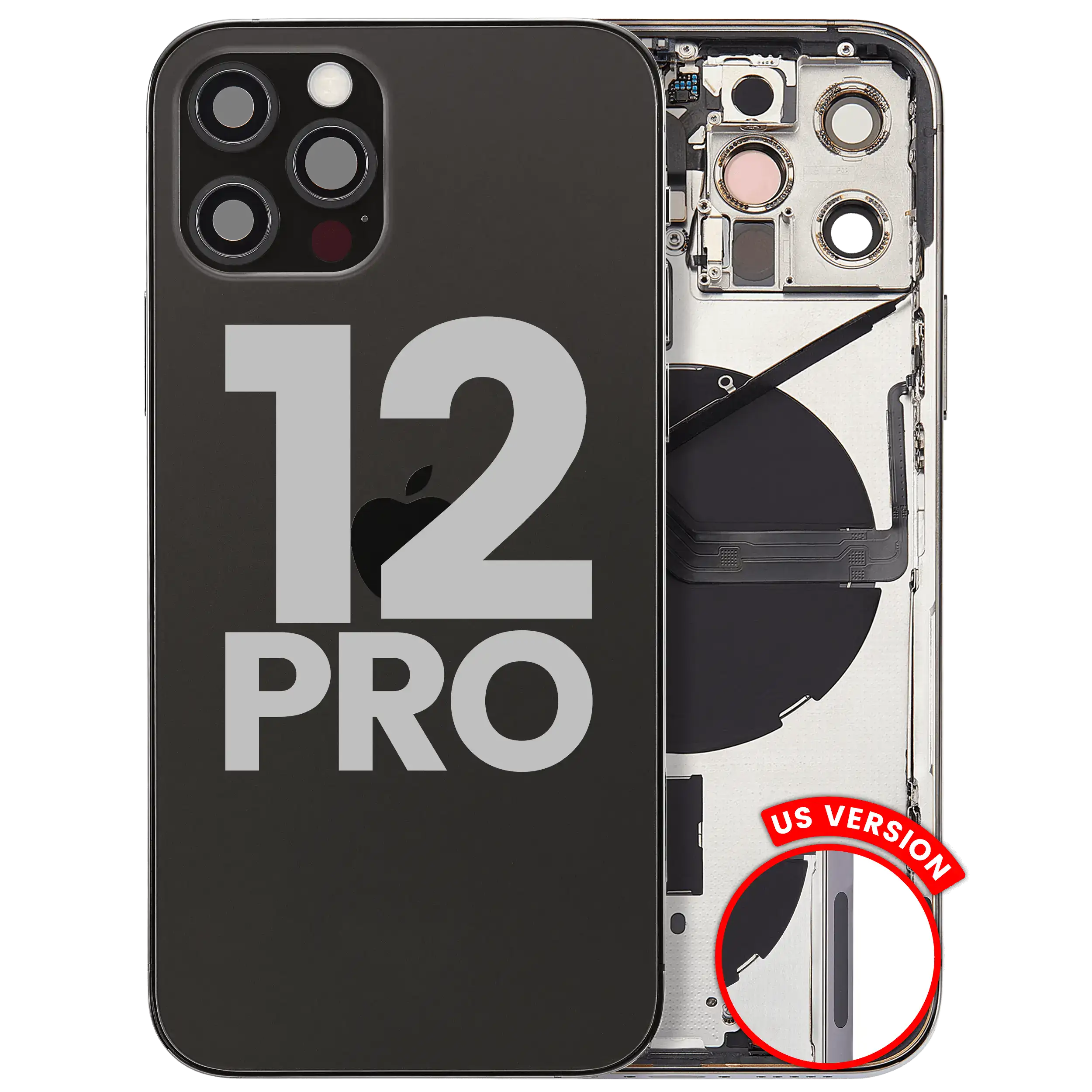 Back cover/frame with small parts for iPhone 12 Pro (US version) (used OEM removal, Grade B) (Graphite)
