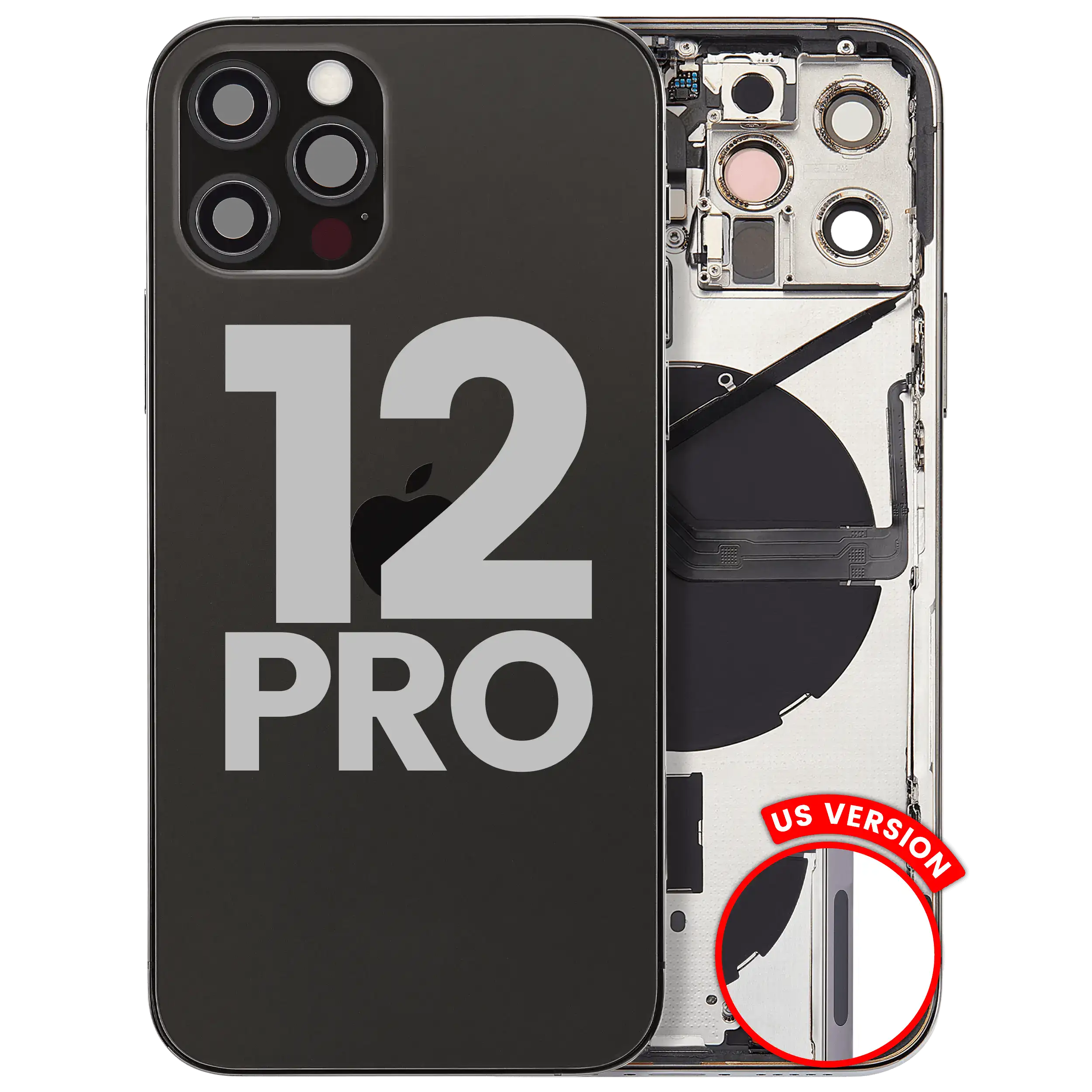 Back Cover/Frame with Small Parts for iPhone 12 Pro (US Version) (Used OEM Pull, C Quality) (Graphite)