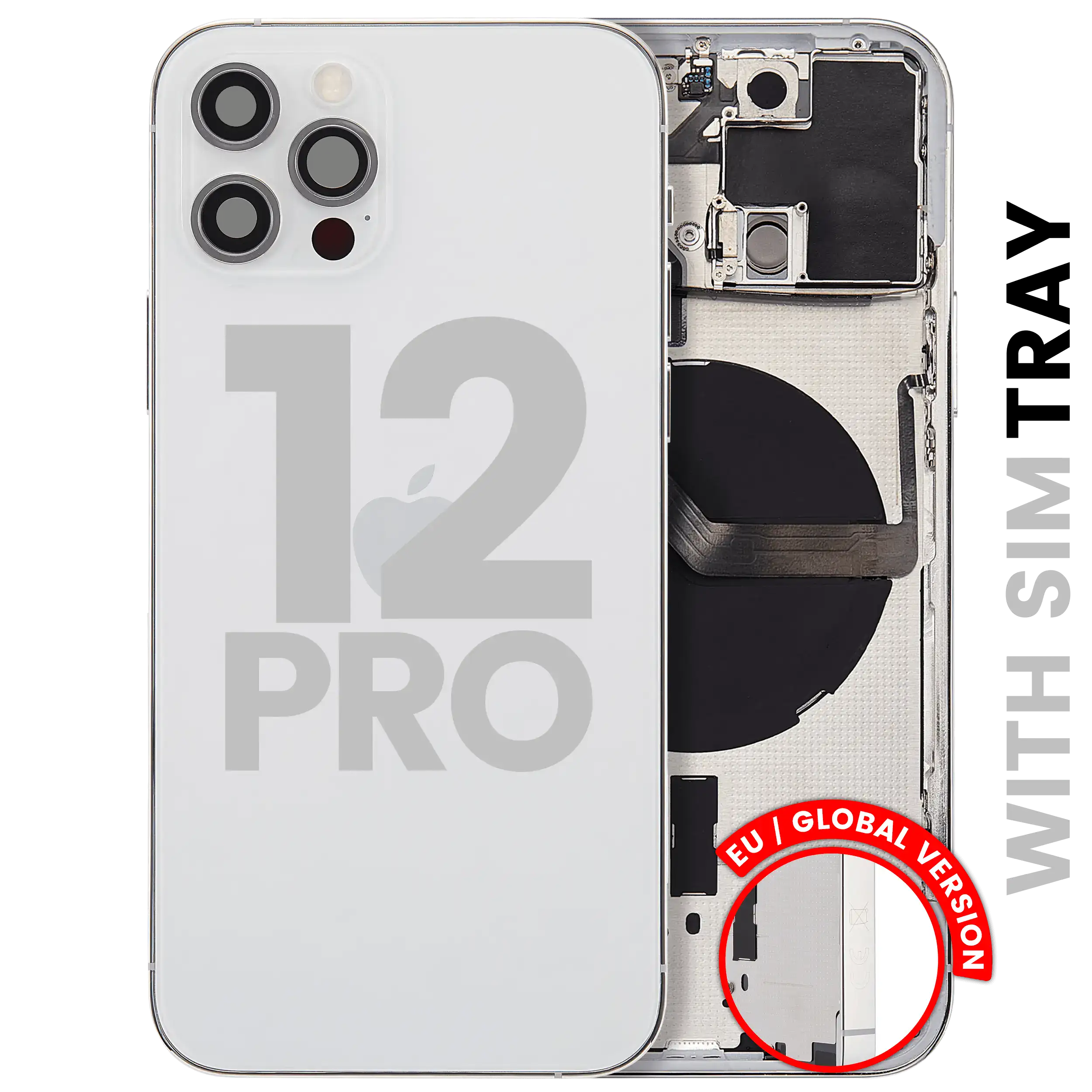Back Cover/Frame with Small Parts for iPhone 12 Pro (EU / Global Version) (Used OEM Removal, Quality B) (Silver)