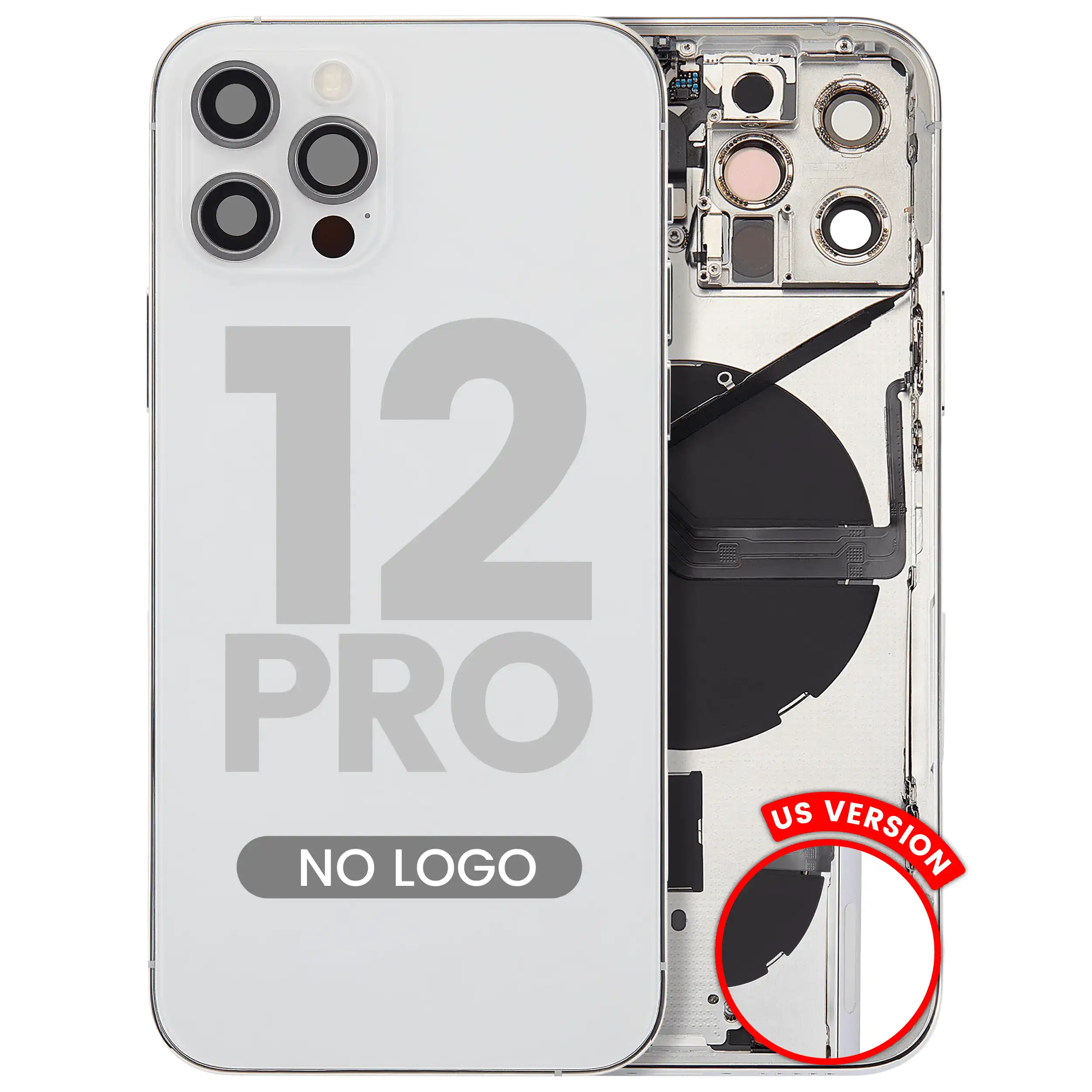 Back Housing with Small Parts for iPhone 12 Pro (US Version) (Aftermarket Plus) (Silver)