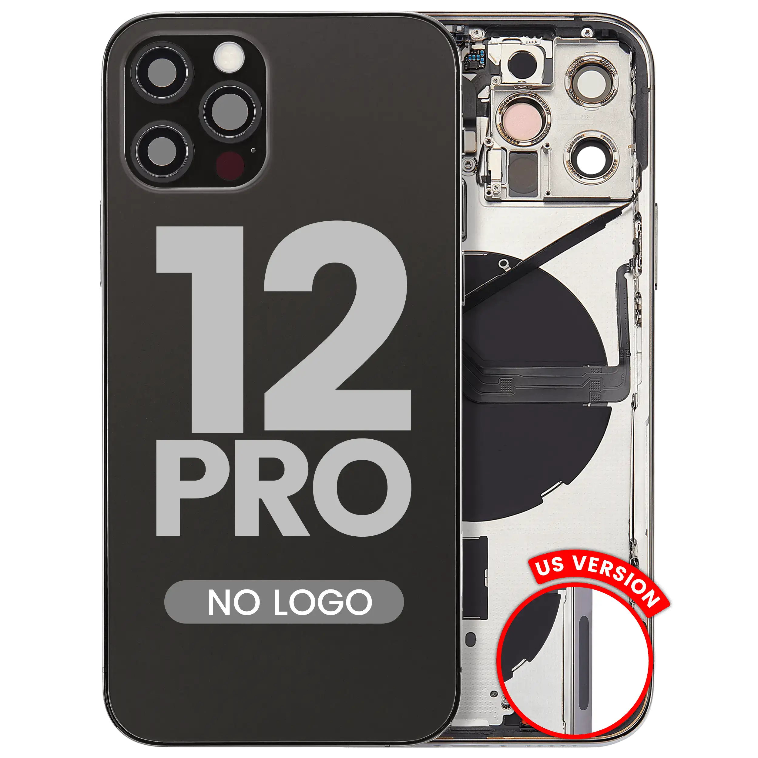 Backcover/Rahmen Kit für iPhone 12 Pro Graphite Aftermarket Plus