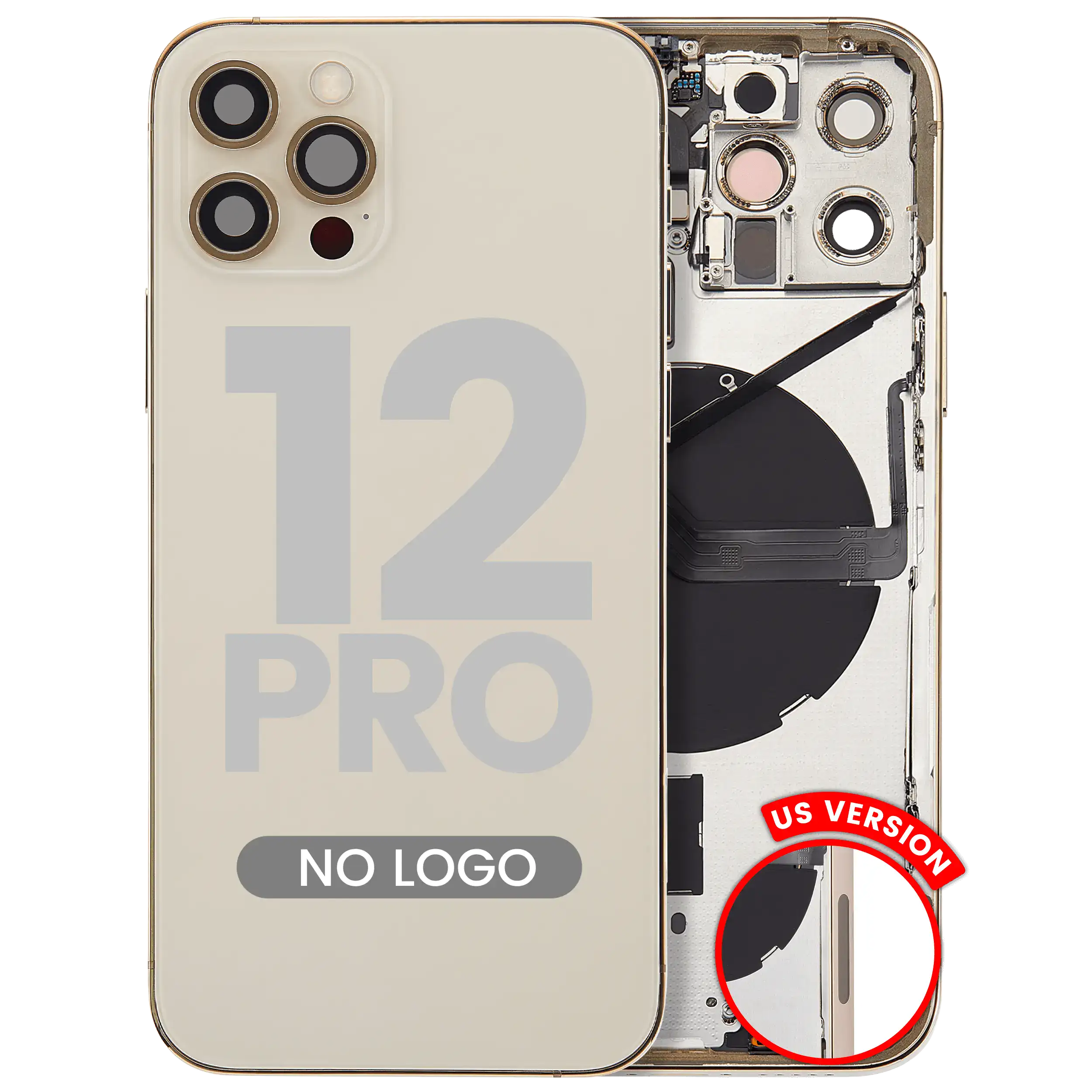 Back Cover/Frame with Small Parts for iPhone 12 Pro (US Version) (Aftermarket Plus) (Gold)