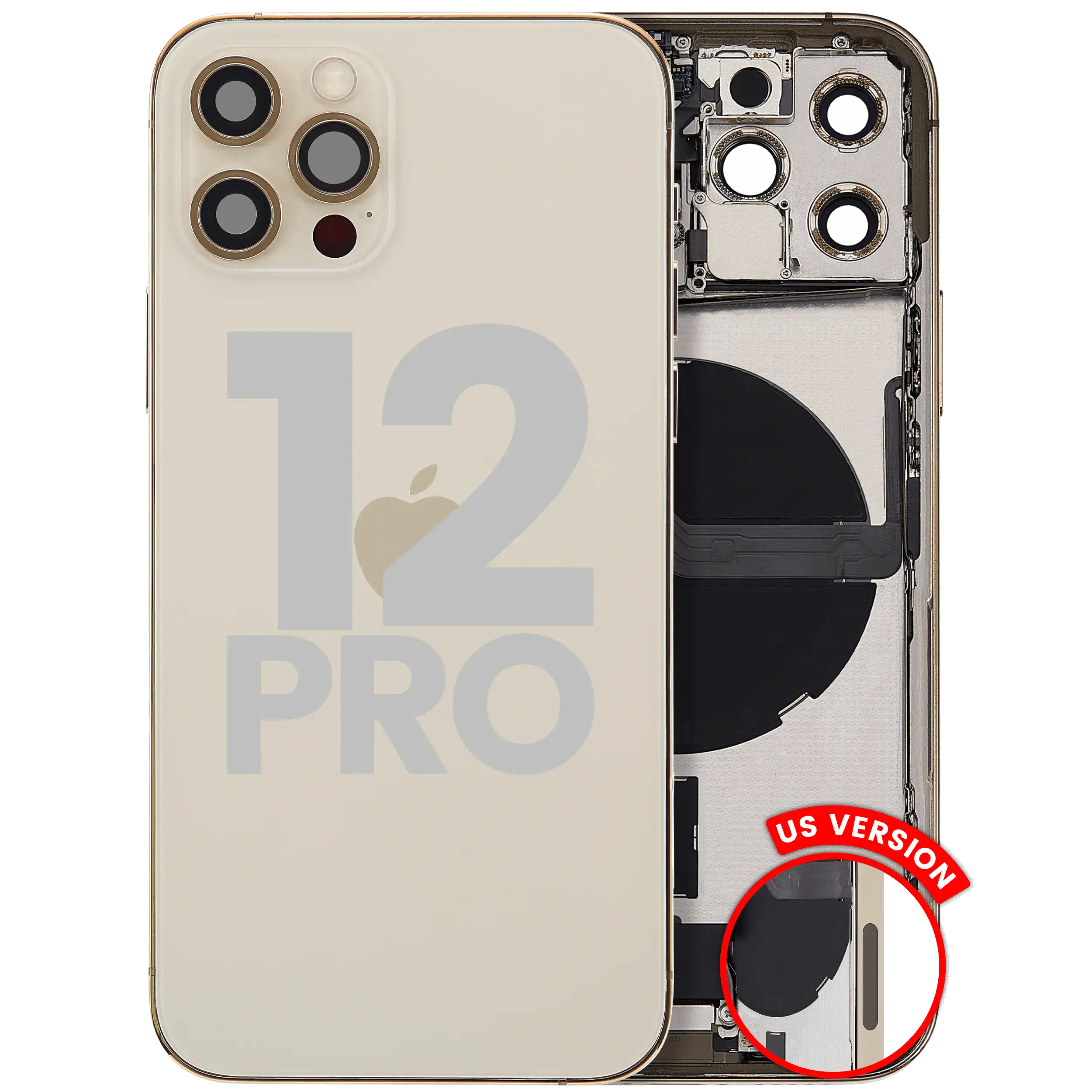 Backcover/Rahmen mit Ladebuchse (US) für iPhone 12 Pro (Gold, OEM B-Ware)