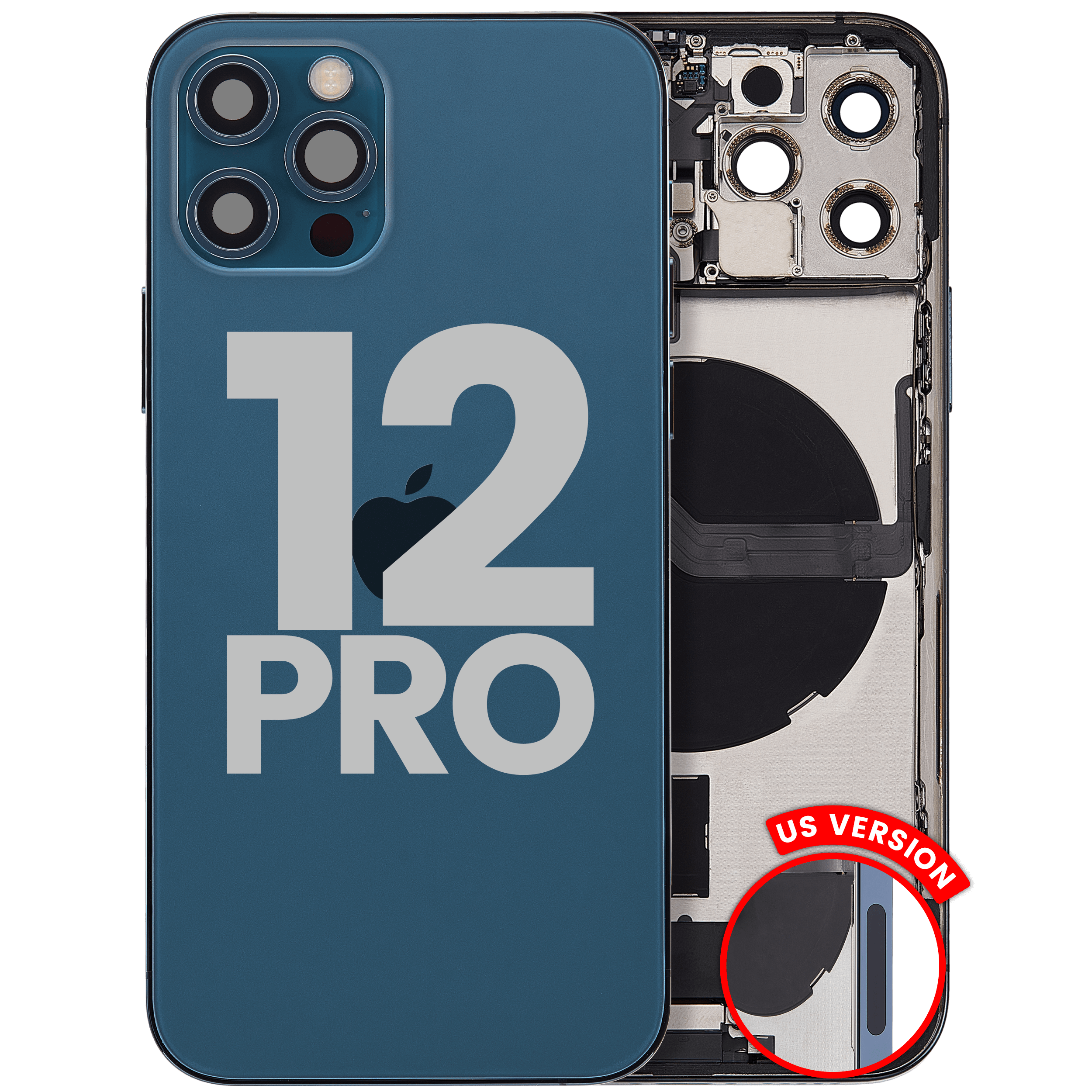 Backcover/Rahmen inkl. Ladebuchse-Flex für iPhone 12 Pro (OEM B, Pacific Blau)