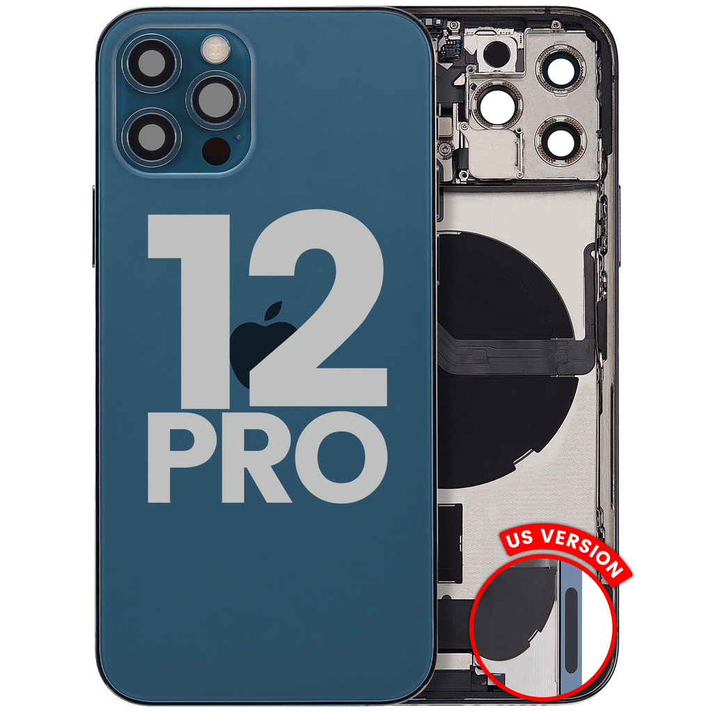 Back Cover/Frame with Charging Port Flex & Small Parts for iPhone 12 Pro (US Version) (Pacific Blue, Quality C)