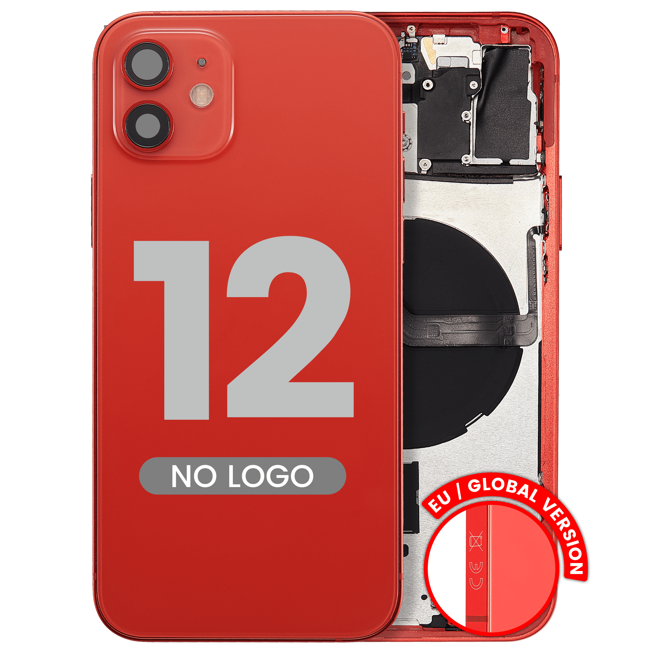 Backcover/Rahmen mit Kleinteilen für iPhone 12 EU/Global Rot Aftermarket Plus