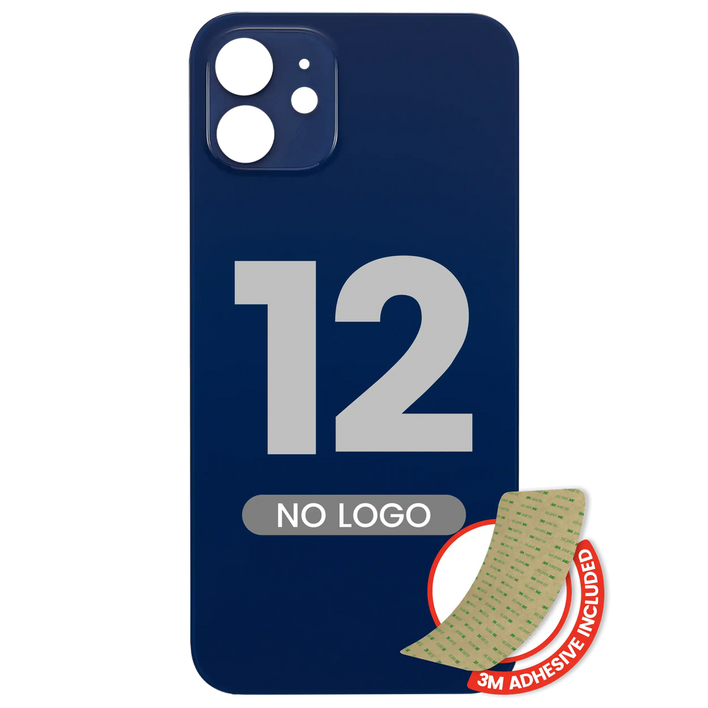 Back cover with 3M adhesive tape for iPhone 12 (without logo / large camera hole) (blue)
