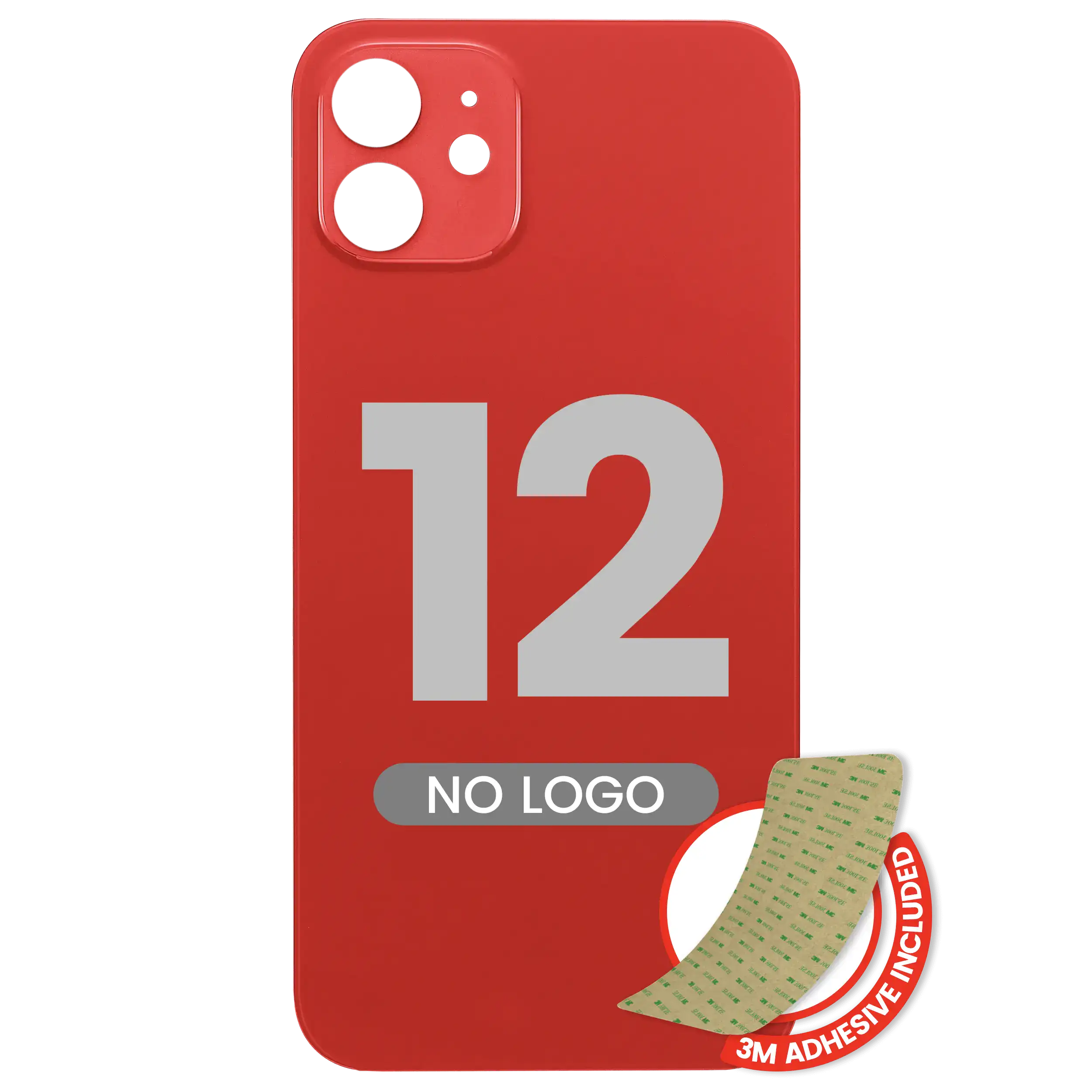 Back Cover with 3M Adhesive for iPhone 12 (without Logo / Large Camera Hole) (Red)