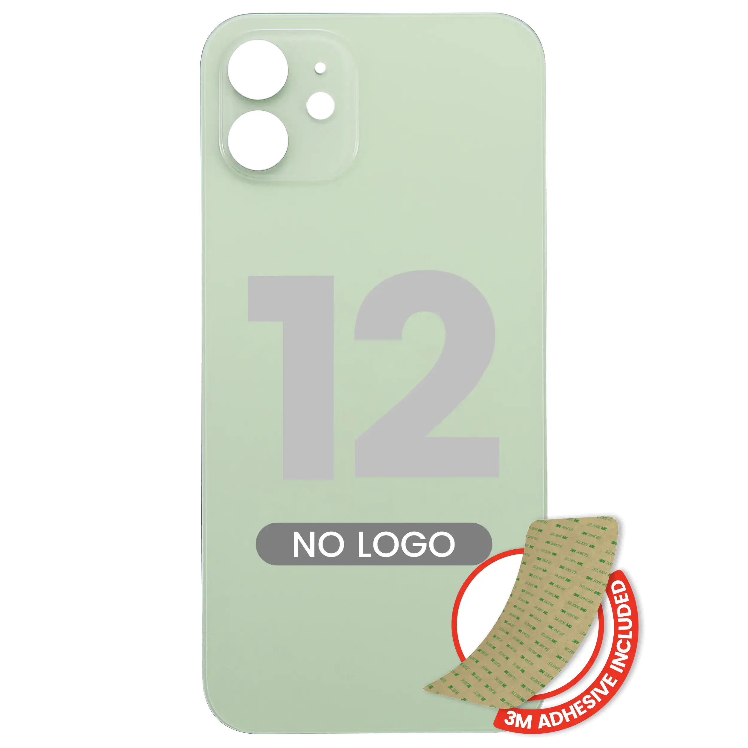 Back Cover with 3M Adhesive for iPhone 12 (No Logo, Large Camera Hole) Green