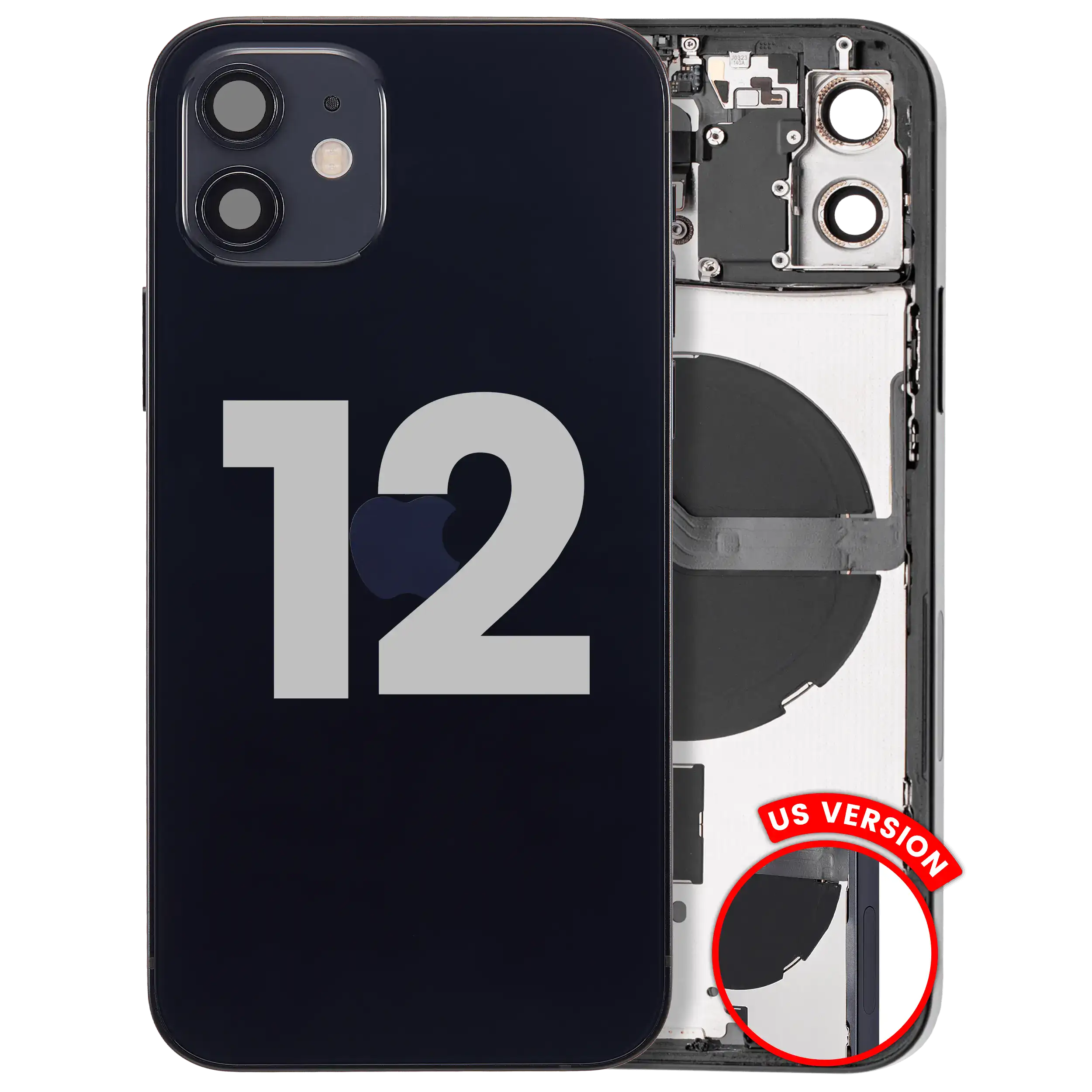 Original Apple-Ausbau A gebraucht – iPhone 12 Backcover/Rahmen Schwarz