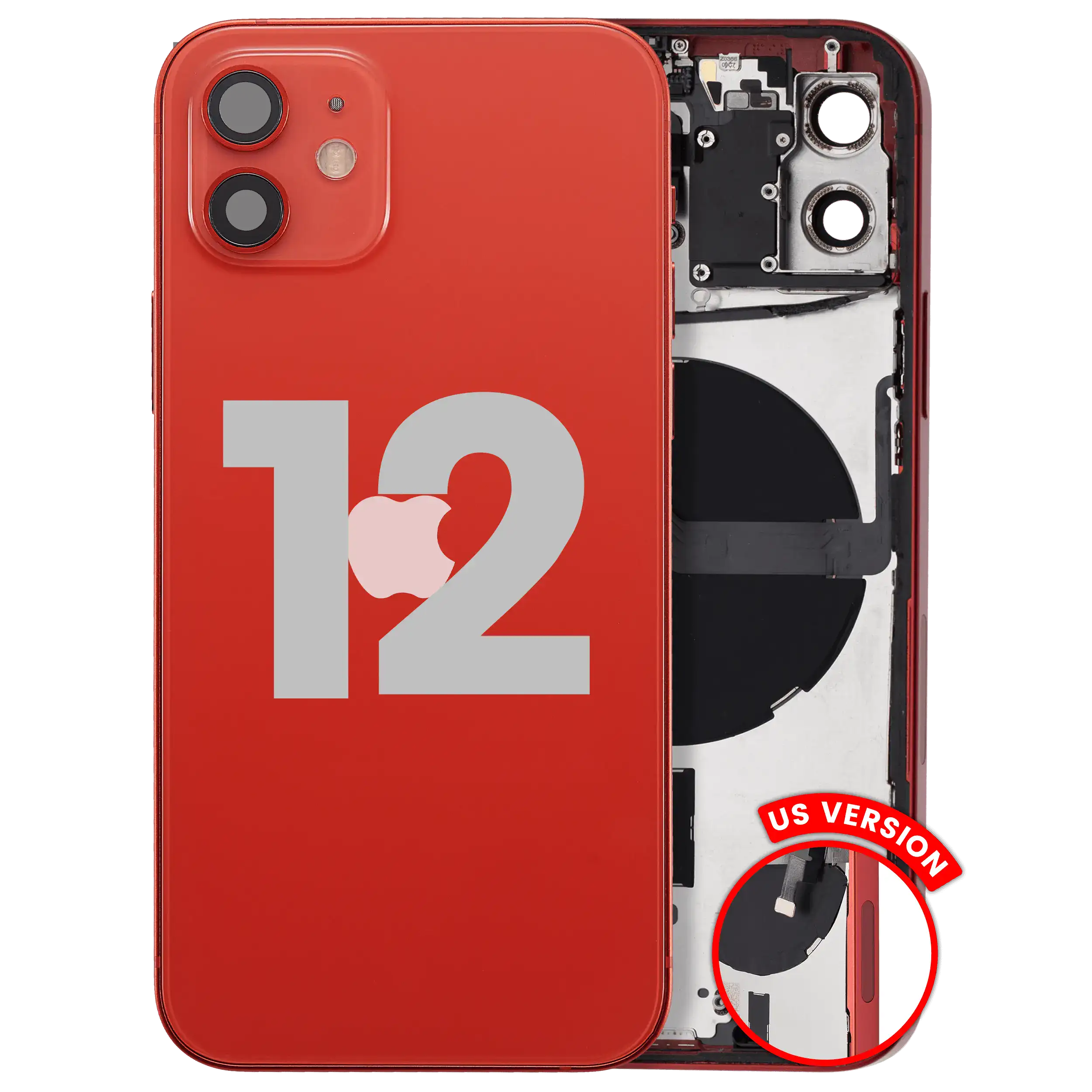Gebrauchter Ausbau/Pull Qualität A – iPhone 12 US Version Backcover/Rahmen Rot