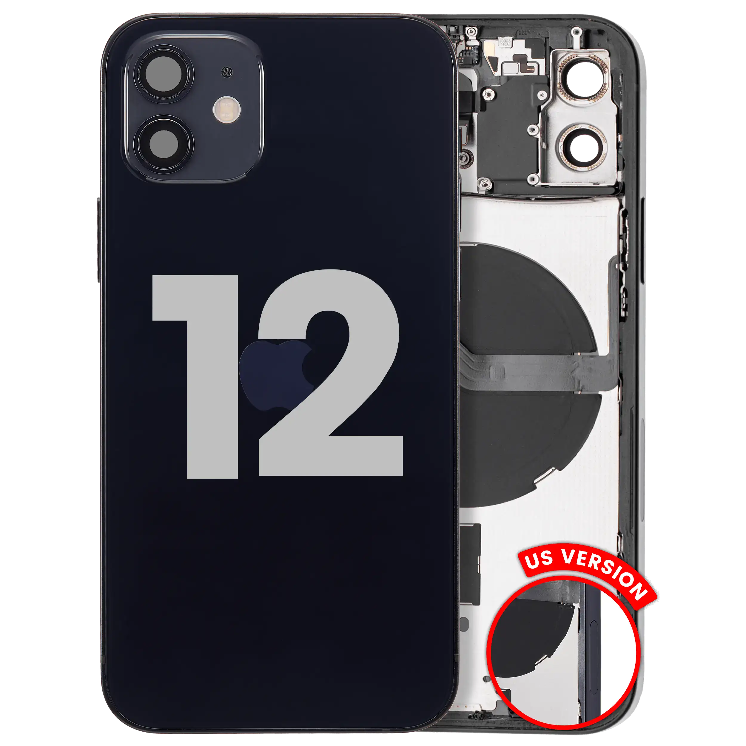 Backcover/Rahmen mit Kleinteilen iPhone 12 Schwarz OEM Gebraucht B