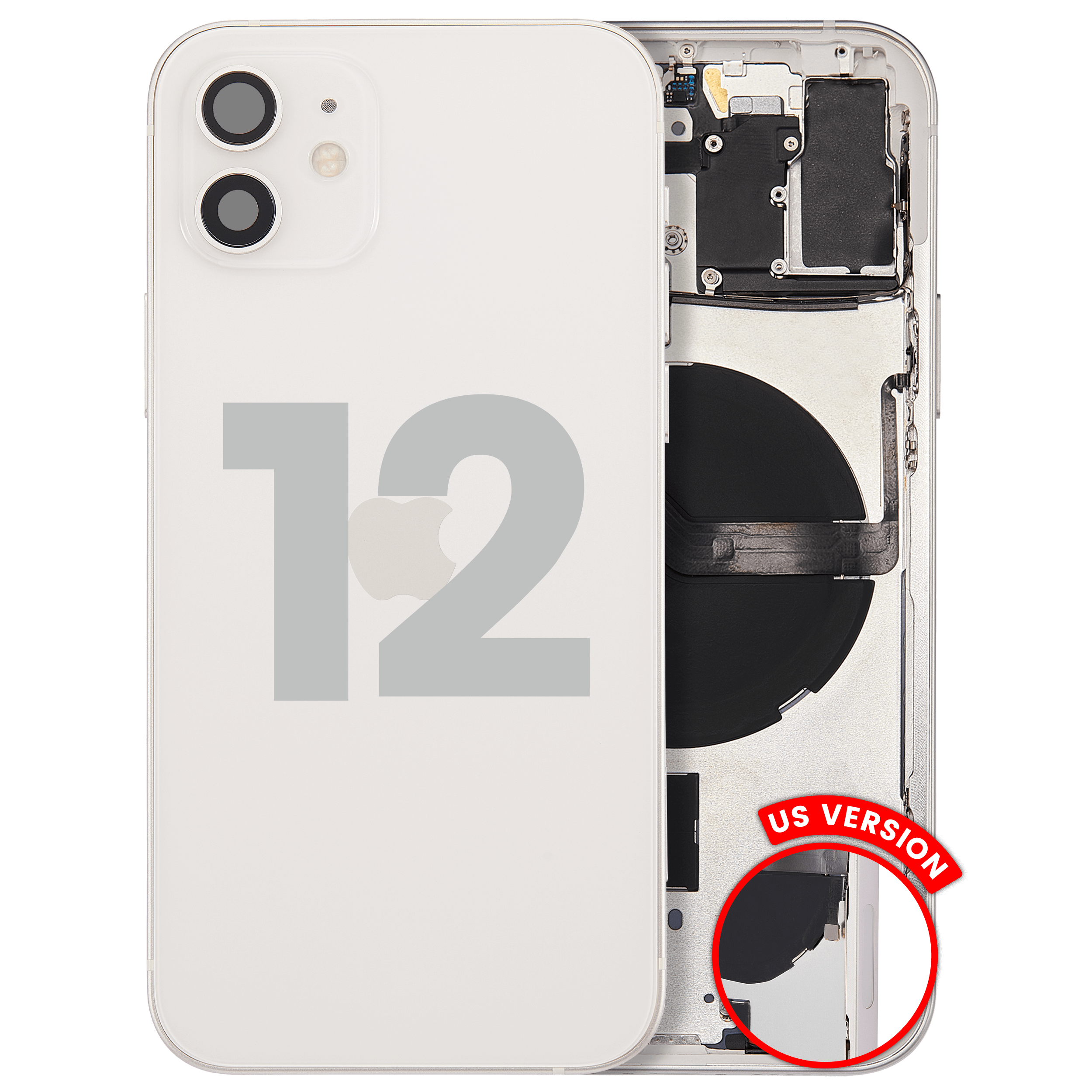Original Apple-Ausbau B gebraucht – iPhone 12 US Version Backcover/Rahmen Weiß