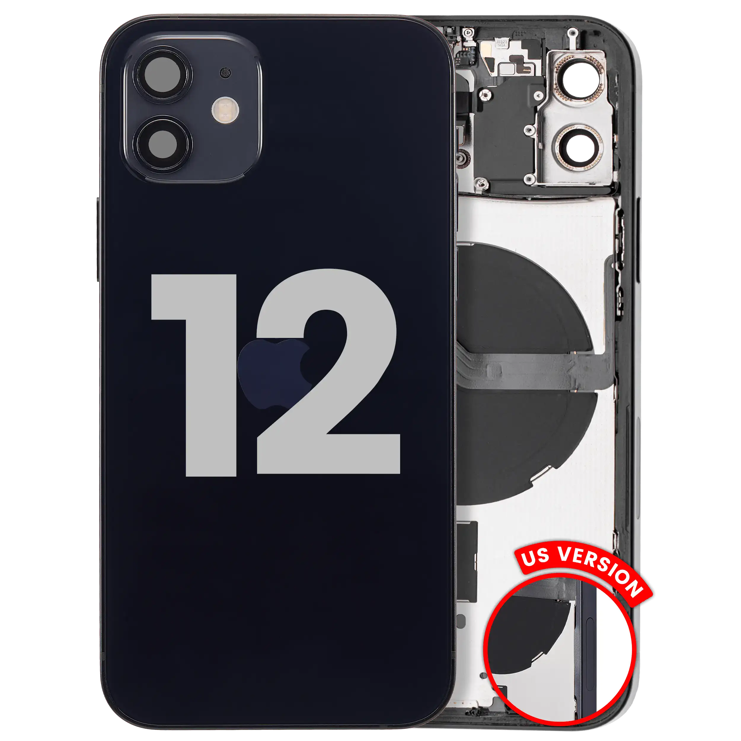 Backcover/Rahmen mit Kleinteilen für iPhone 12 US-Version (Schwarz) (gebrauchter