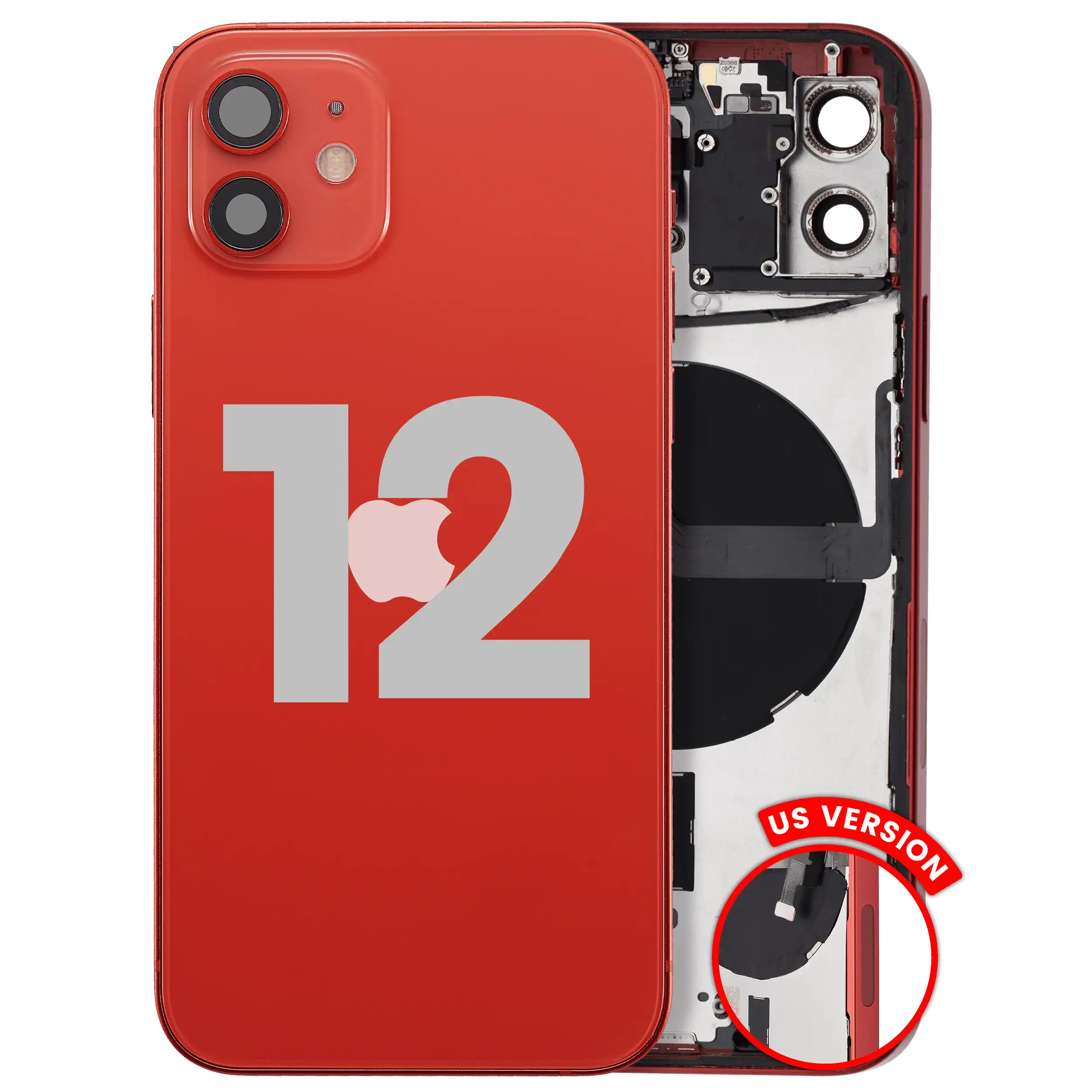 Backcover/Rahmen mit Kleinteilen für iPhone 12 US Rot OEM Pull C