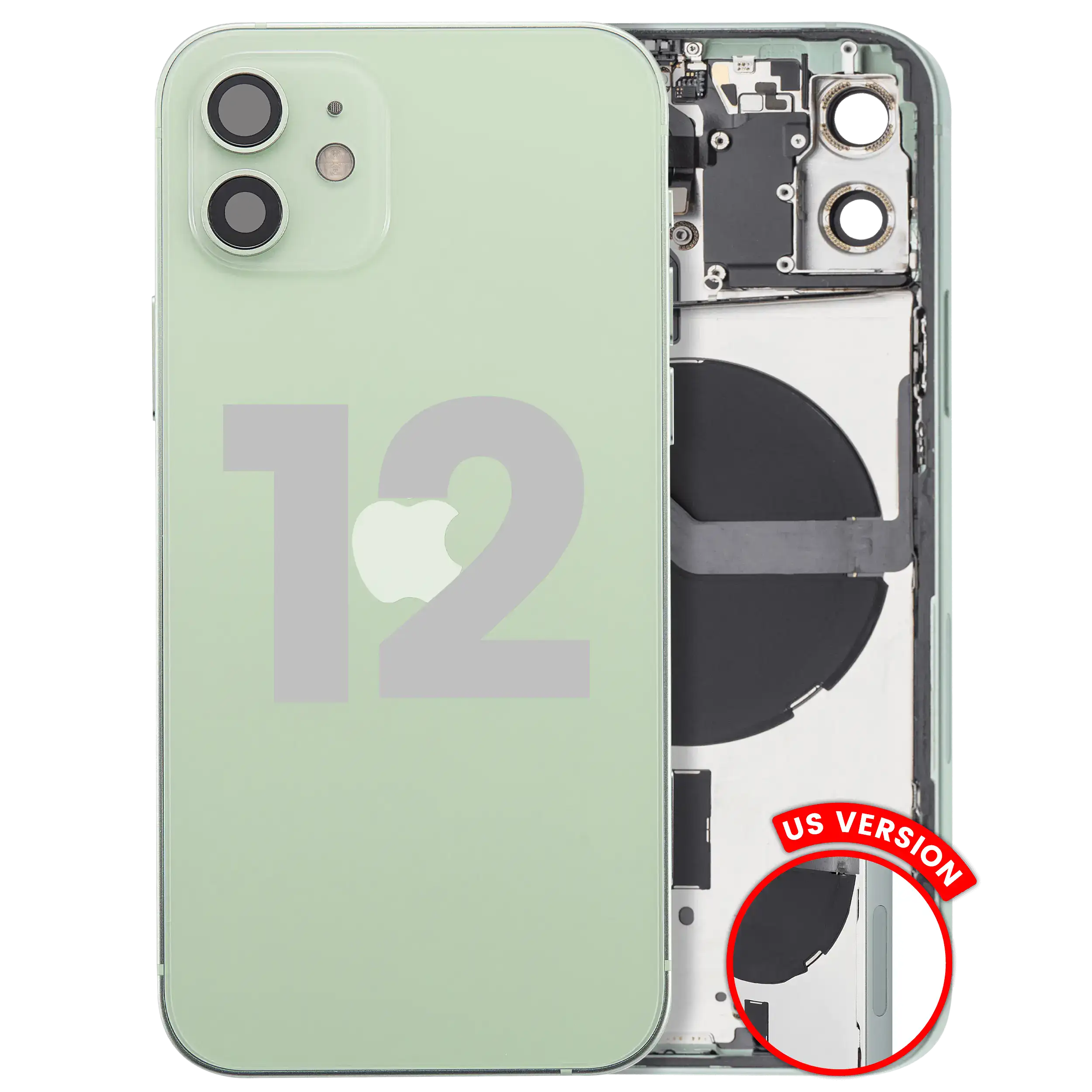 Back Cover/Frame with Small Parts for iPhone 12 (US Version) (Used OEM Pull, C Quality) (Green)