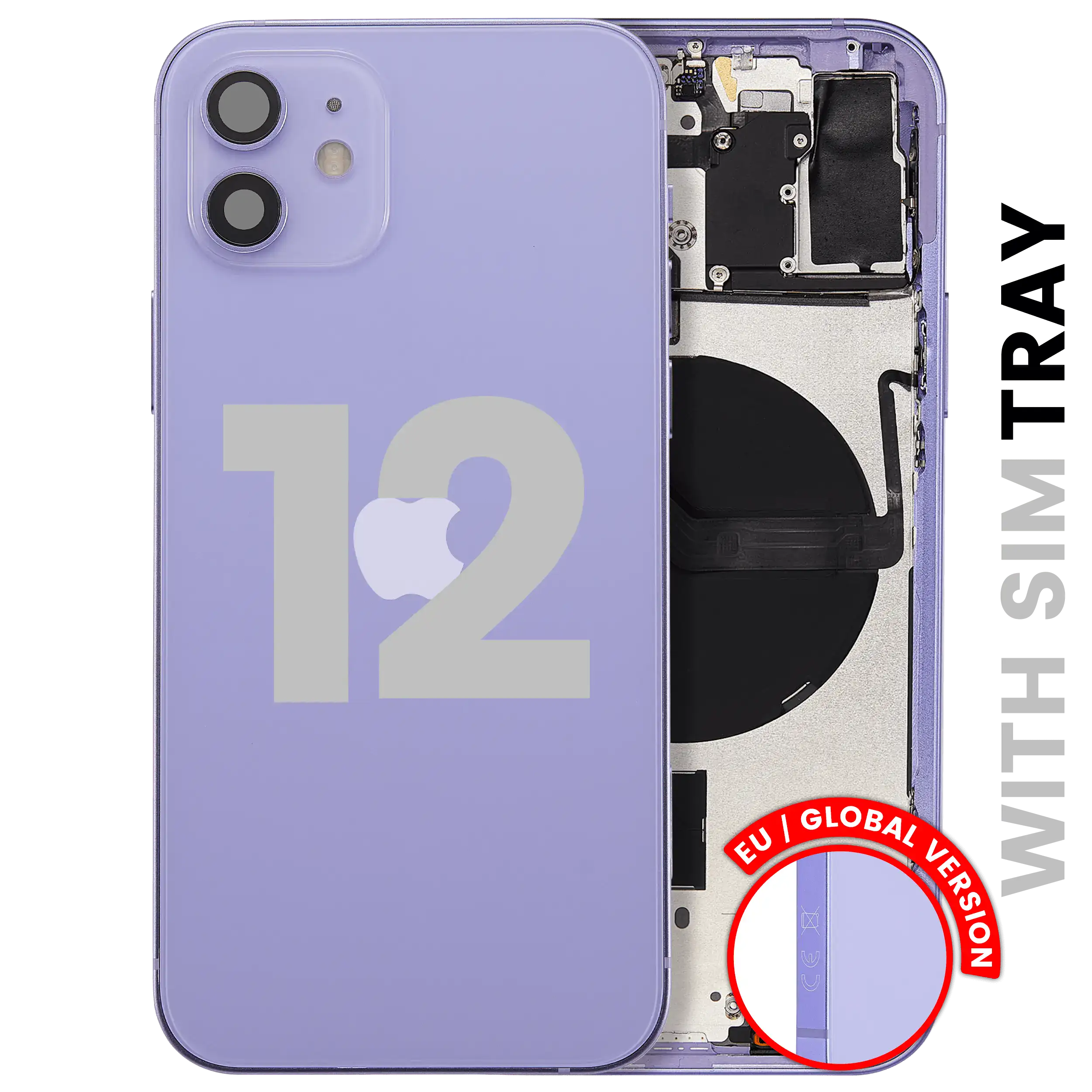 Original Apple-Ausbau C gebraucht – iPhone 12 EU / Backcover/Rahmen Violett