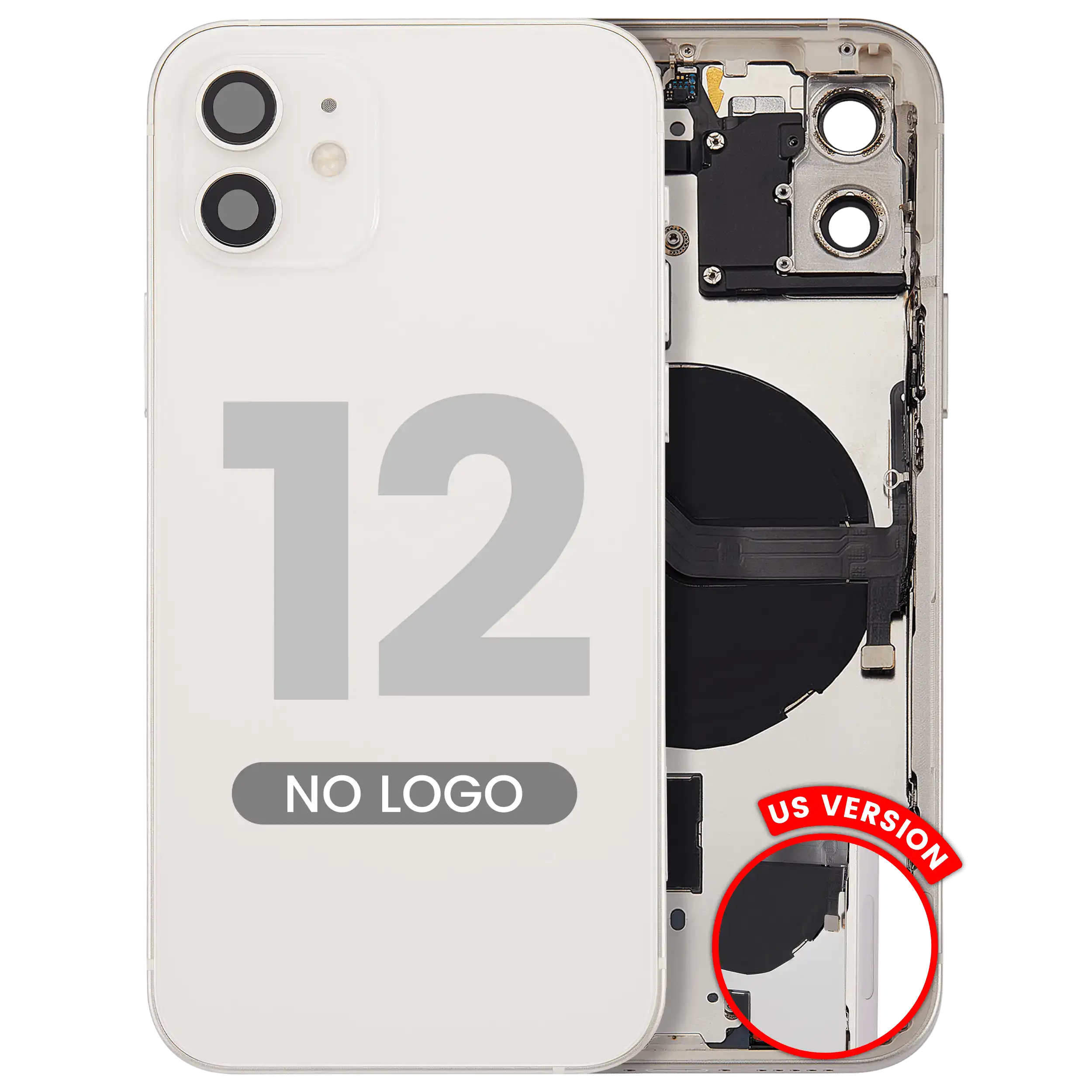 Back Cover/Frame with Small Parts for iPhone 12 (US Version) (Aftermarket Plus) (White)