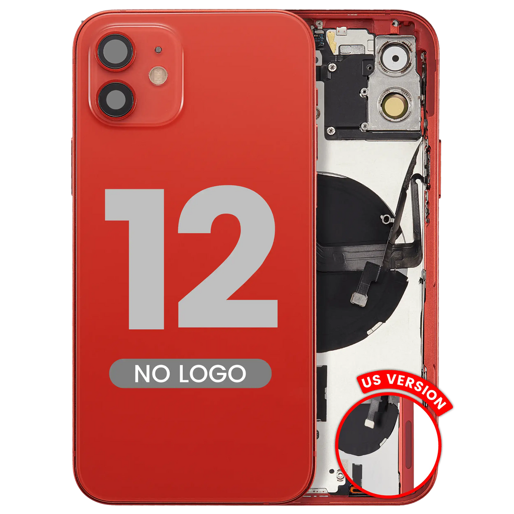 Back Cover/Frame with Small Parts for iPhone 12 (US Version) (Aftermarket Plus) (Red)