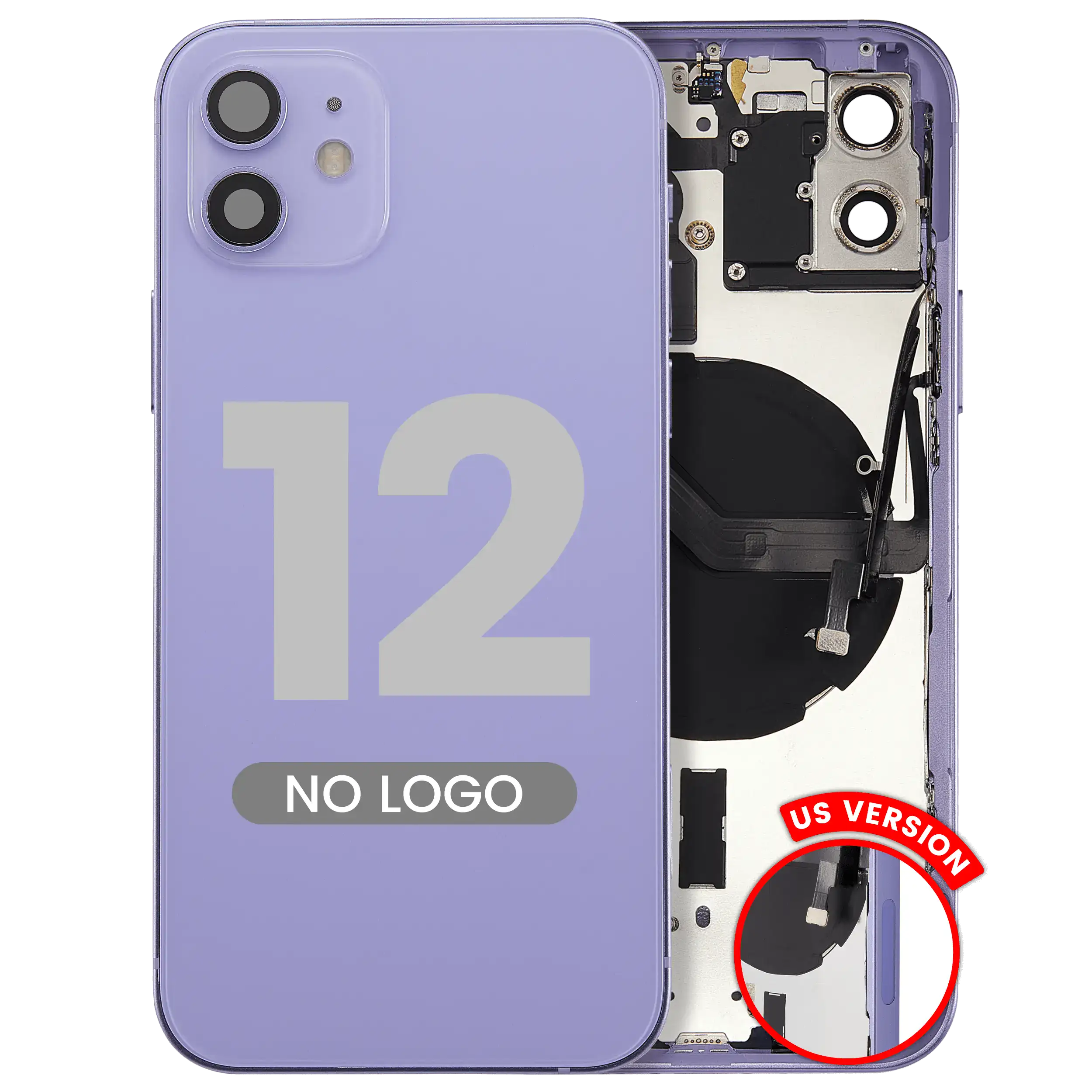 Backcover/Rahmen mit Kleinteilen iPhone 12 Aftermarket+ Lila