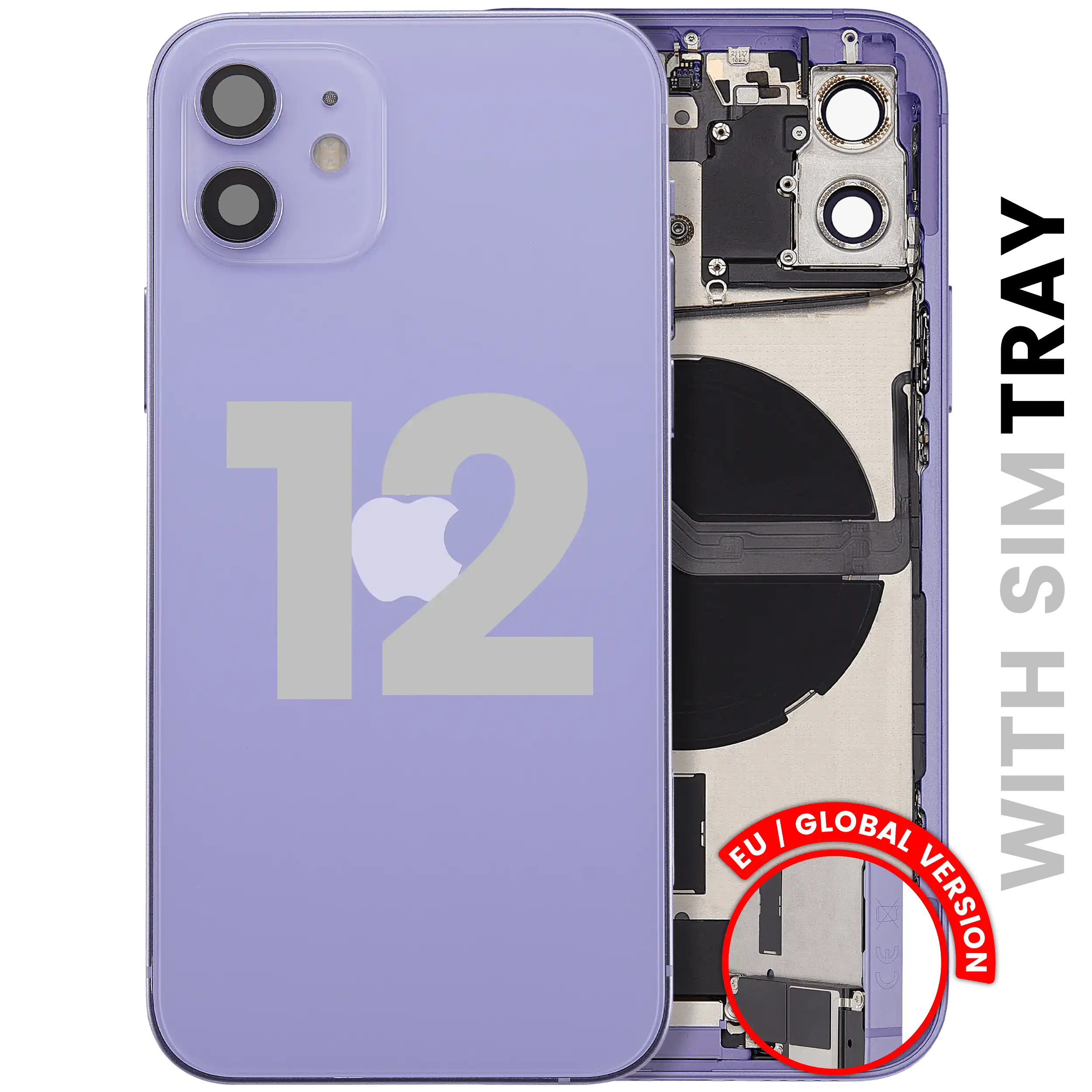Original Apple-Ausbau B gebraucht – iPhone 12 EU / Backcover/Rahmen Violett
