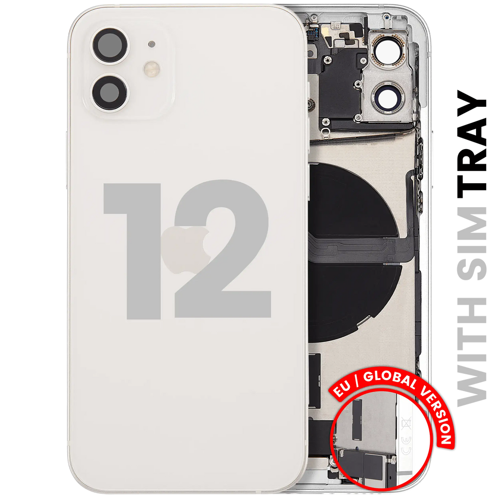 Back Cover/Frame with Charging Port Flex and Small Parts for iPhone 12 (EU/Global Version) (Used OEM Part, Grade B) White