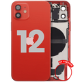 Back cover/frame with charging port flex cable and small parts for iPhone 12 (US Version) (used OEM removal, Grade A) (Red)