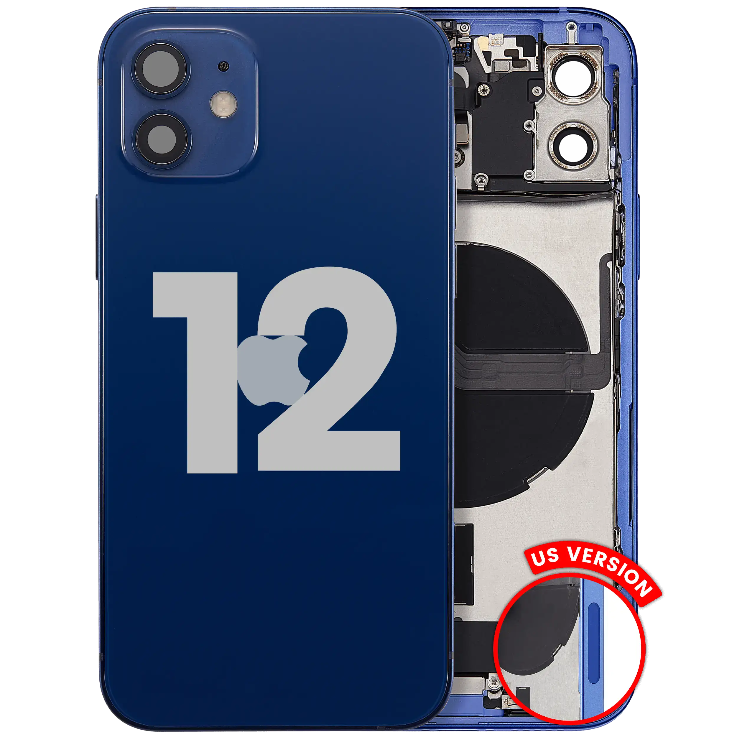 Original Apple-Ausbau B gebraucht – iPhone 12 US Version Backcover/Rahmen Blau