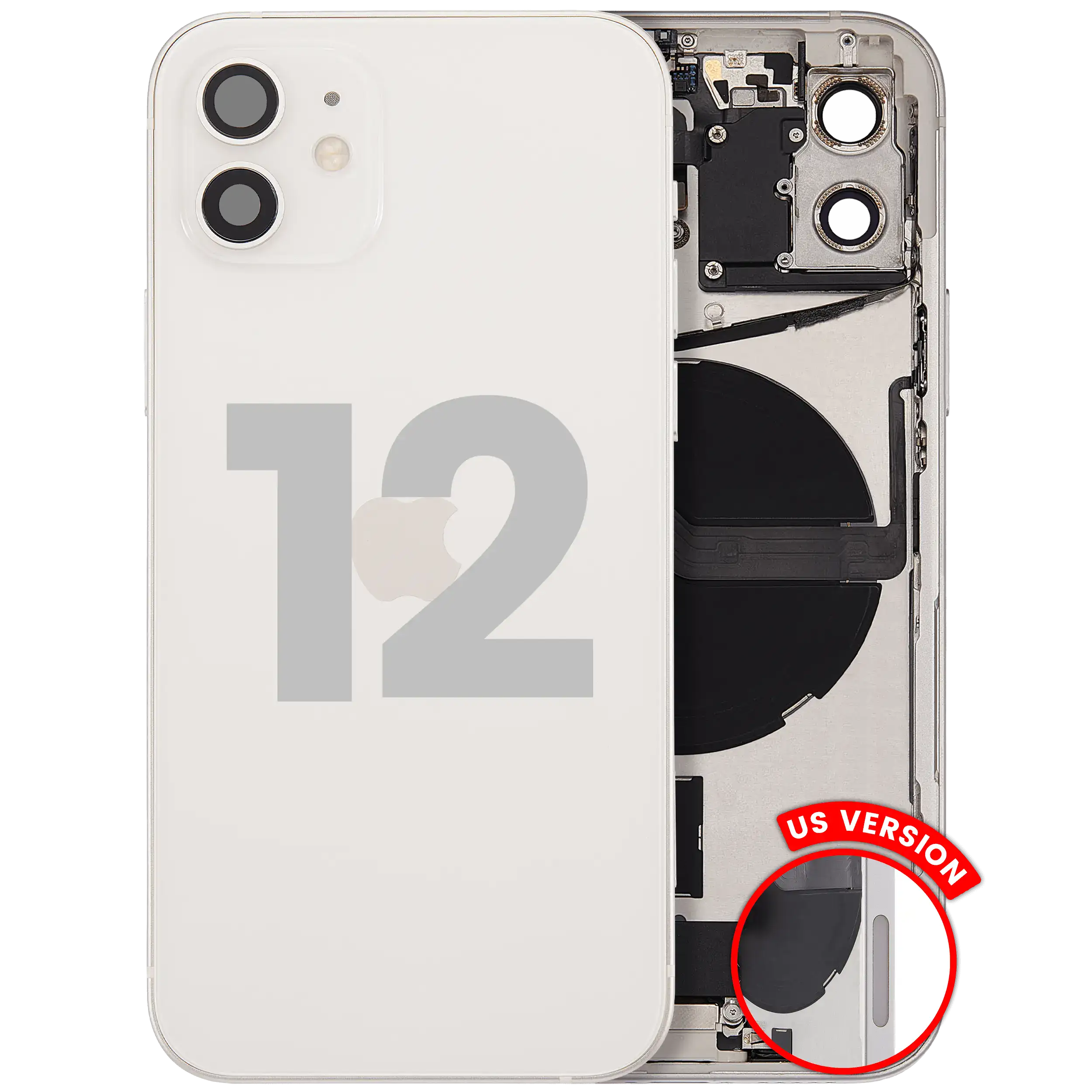 Original Apple-Ausbau B gebraucht – iPhone 12 US Version Backcover/Rahmen Weiß