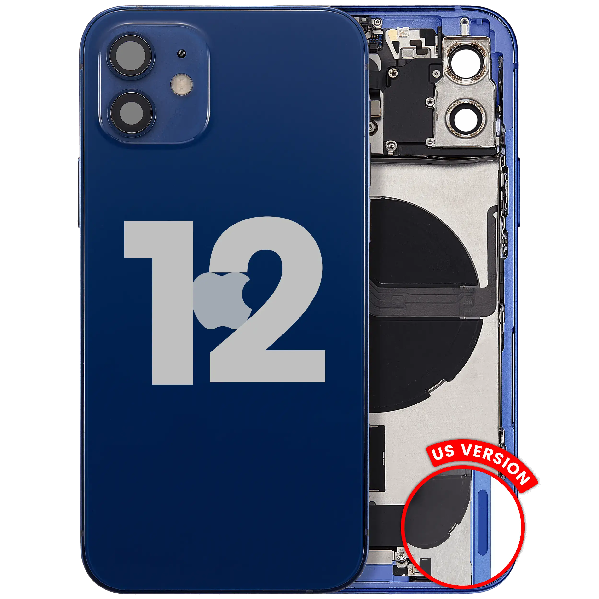 Backcover/Rahmen Kit mit Ladebuchsen-Flex für iPhone 12 Blau Qualität C
