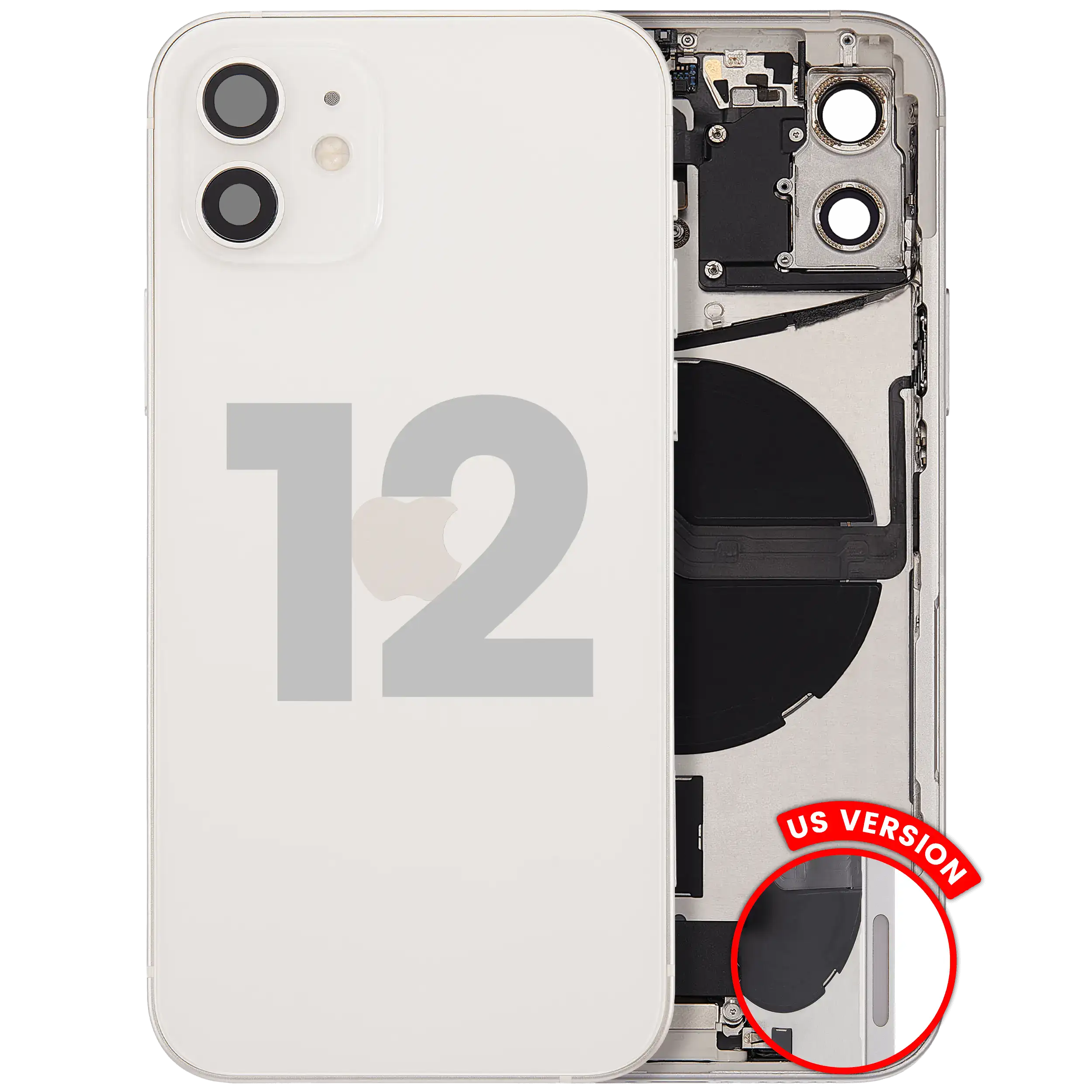 Original Apple-Ausbau C gebraucht – iPhone 12 US Version Backcover/Rahmen Weiß