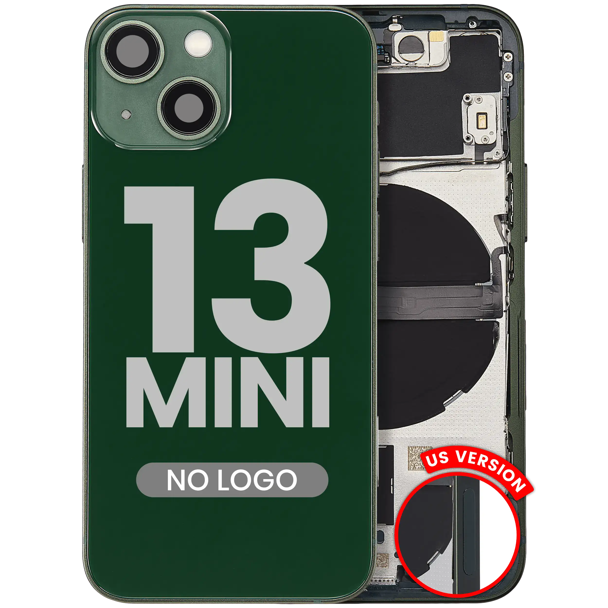 Back Cover/Frame with Small Parts for iPhone 13 Mini (US Version) (Aftermarket Plus) (Alpine Green)