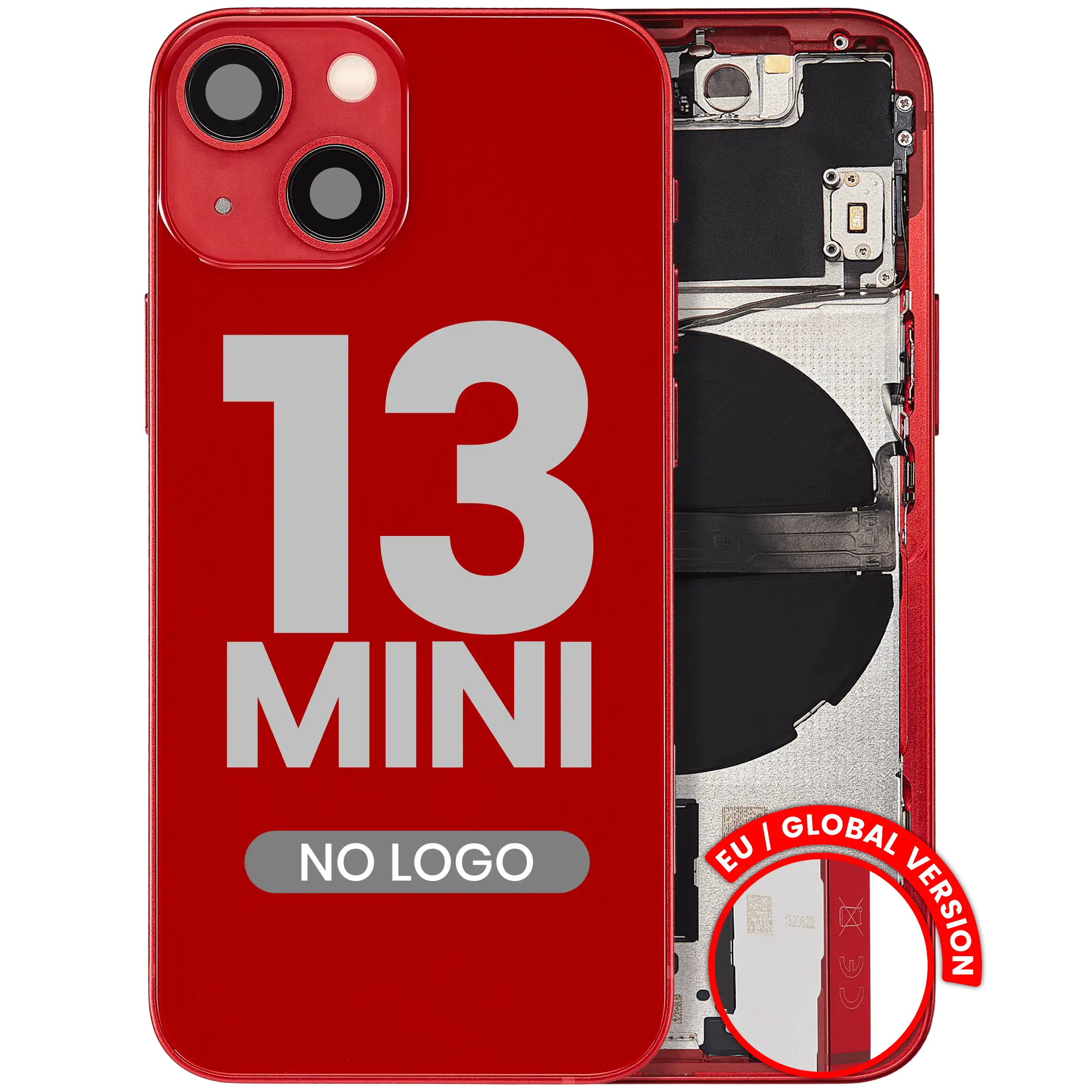 Back Cover/Frame with Small Parts for iPhone 13 Mini (EU / Global Version) (Aftermarket Plus) (Red)