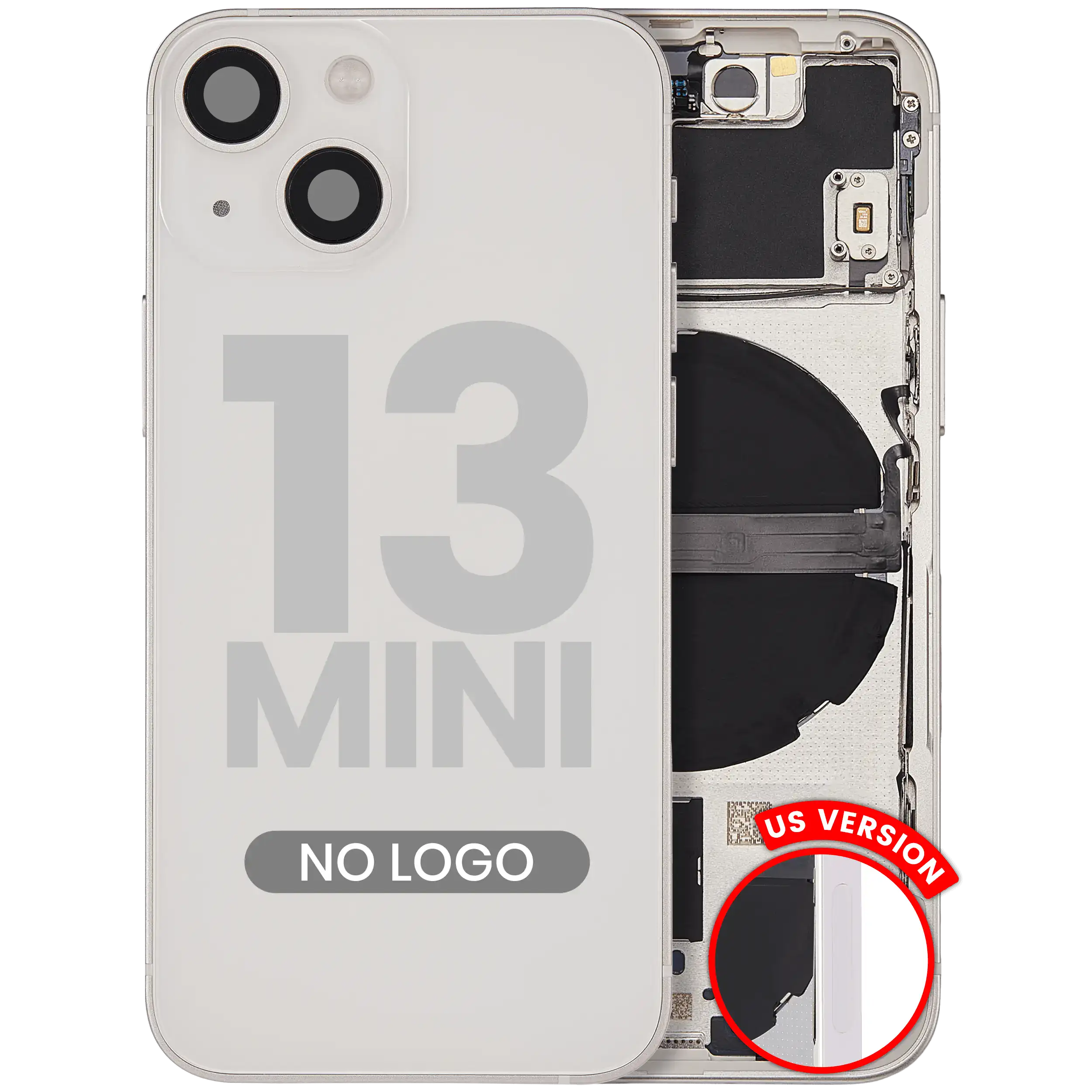 Back Cover/Frame with Small Parts for iPhone 13 Mini (US Version) (Aftermarket Plus) (Starlight)