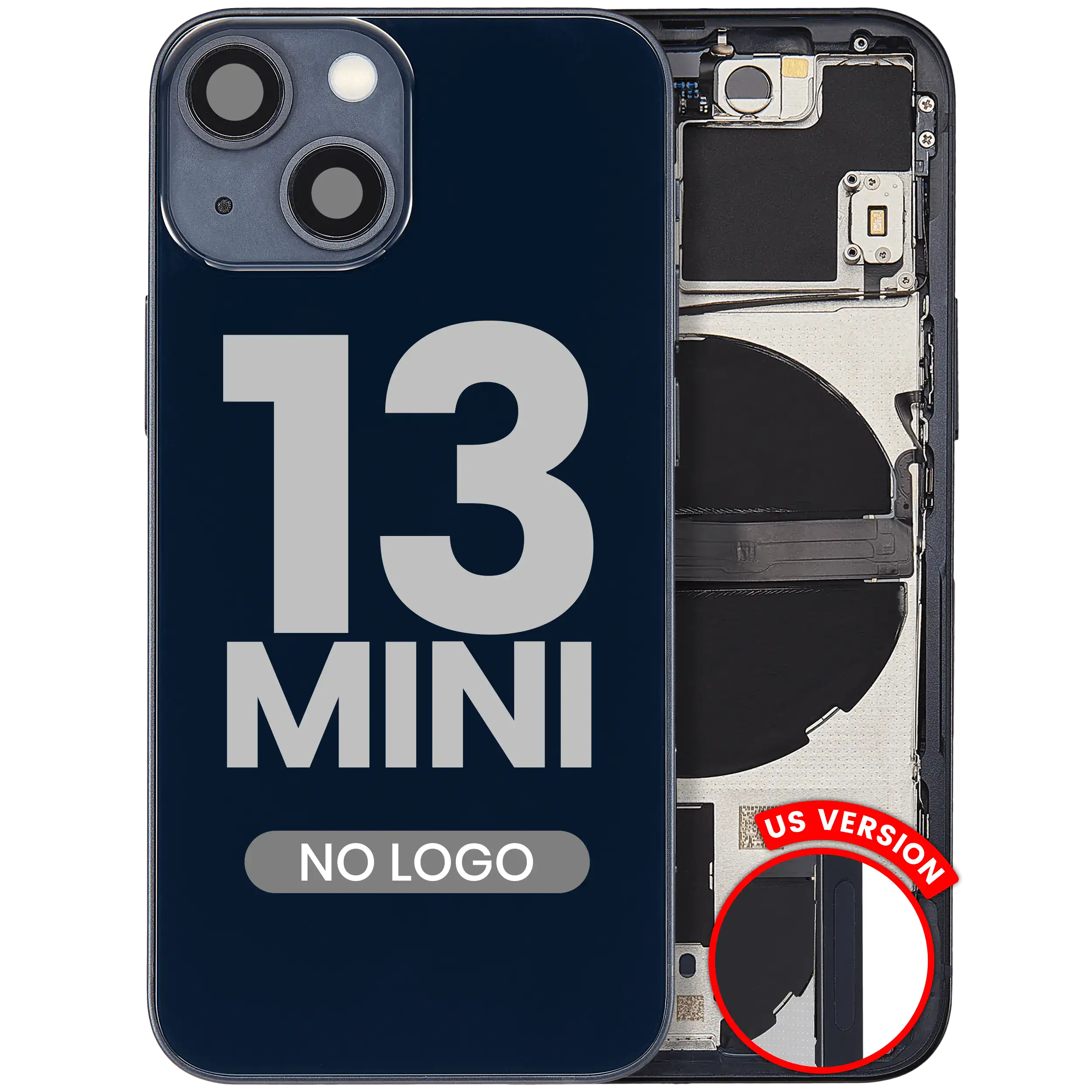 Back Cover/Frame with Small Parts for iPhone 13 Mini (US Version) (Aftermarket Plus) (Midnight)