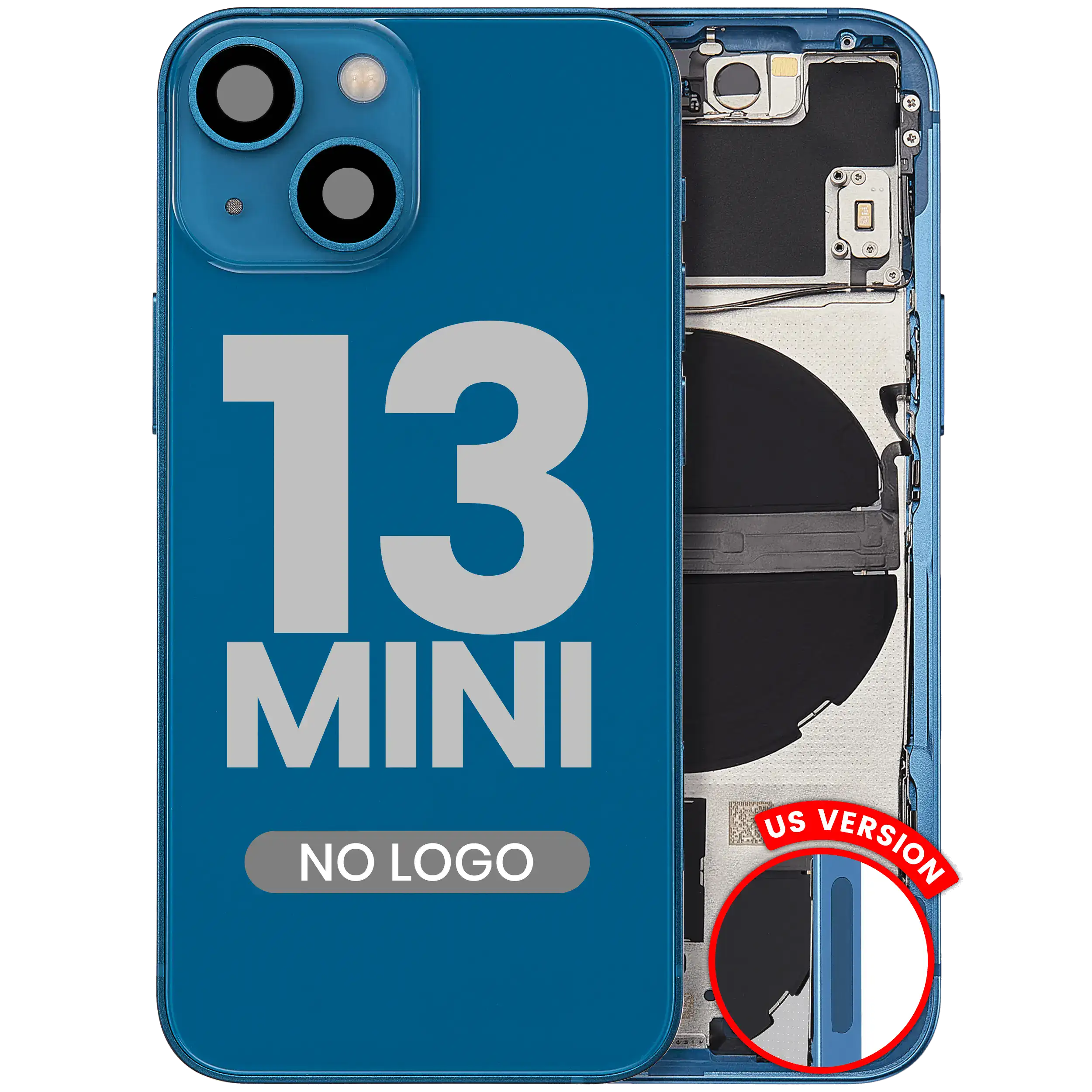 Back Cover/Frame with Small Parts for iPhone 13 Mini (US Version) (Aftermarket Plus) (Blue)