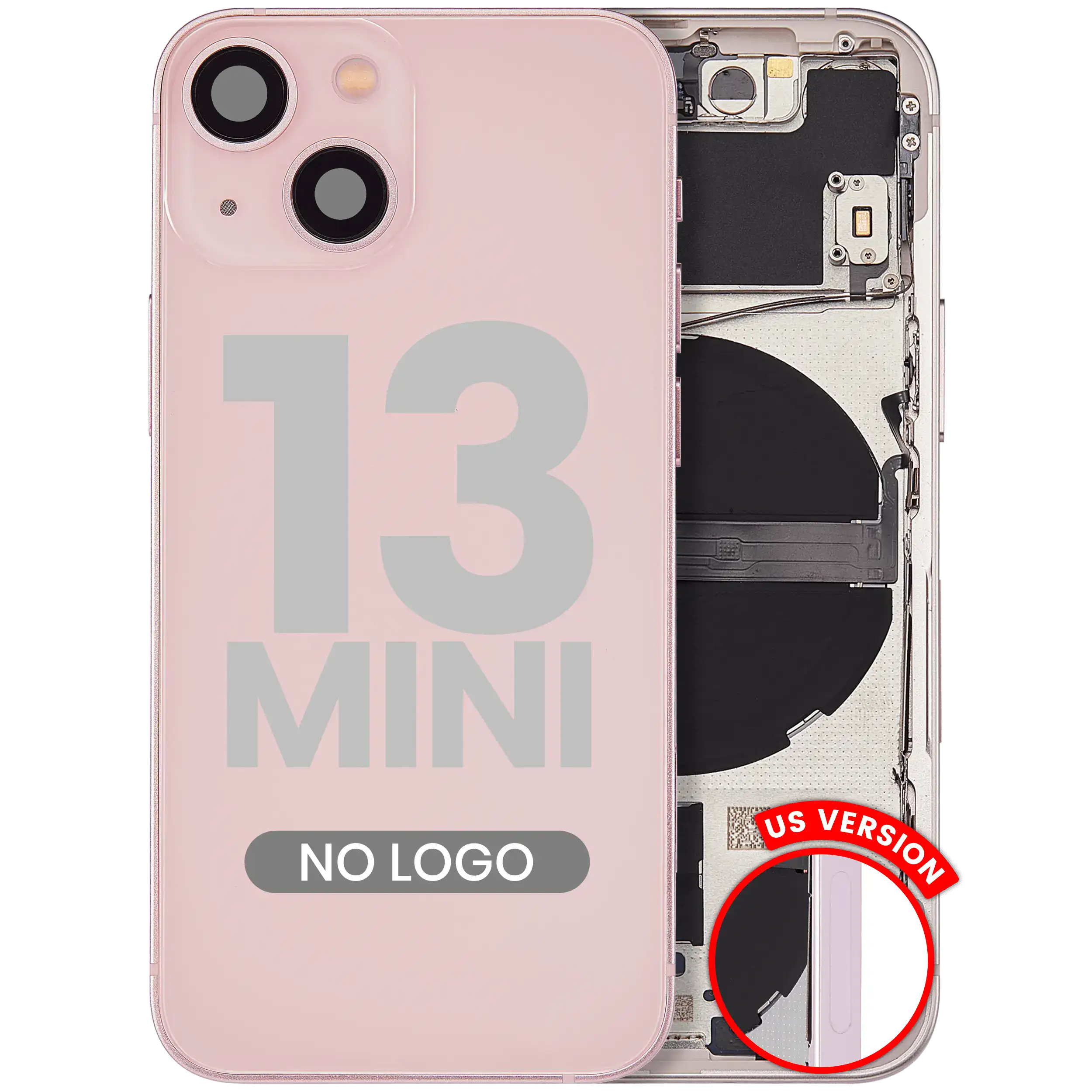 Back Cover/Frame with Small Parts for iPhone 13 Mini (US Version) (Aftermarket Plus) (Pink)
