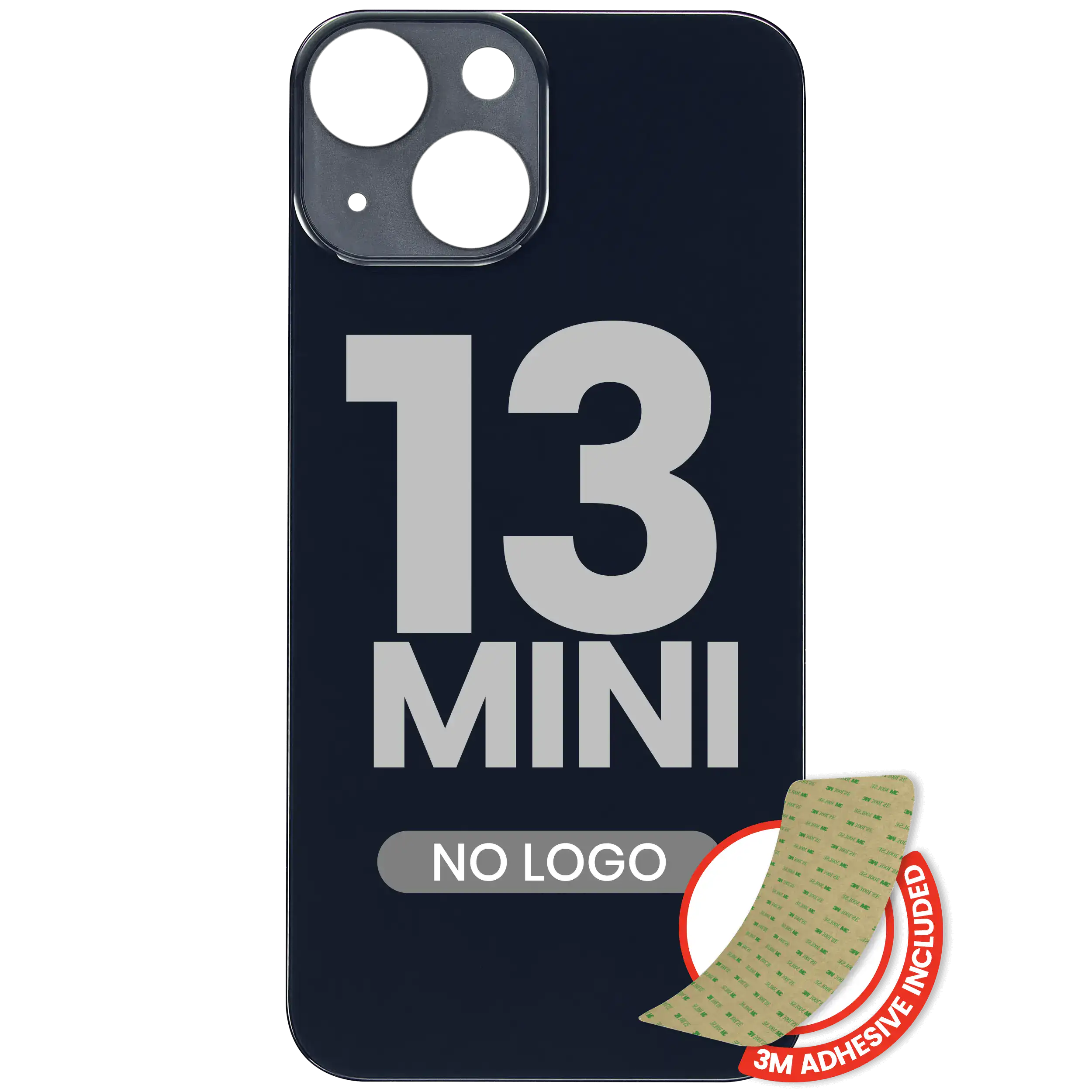 Back Cover with 3M Adhesive for iPhone 13 Mini (No Logo / Large Camera Cutout) (Midnight)