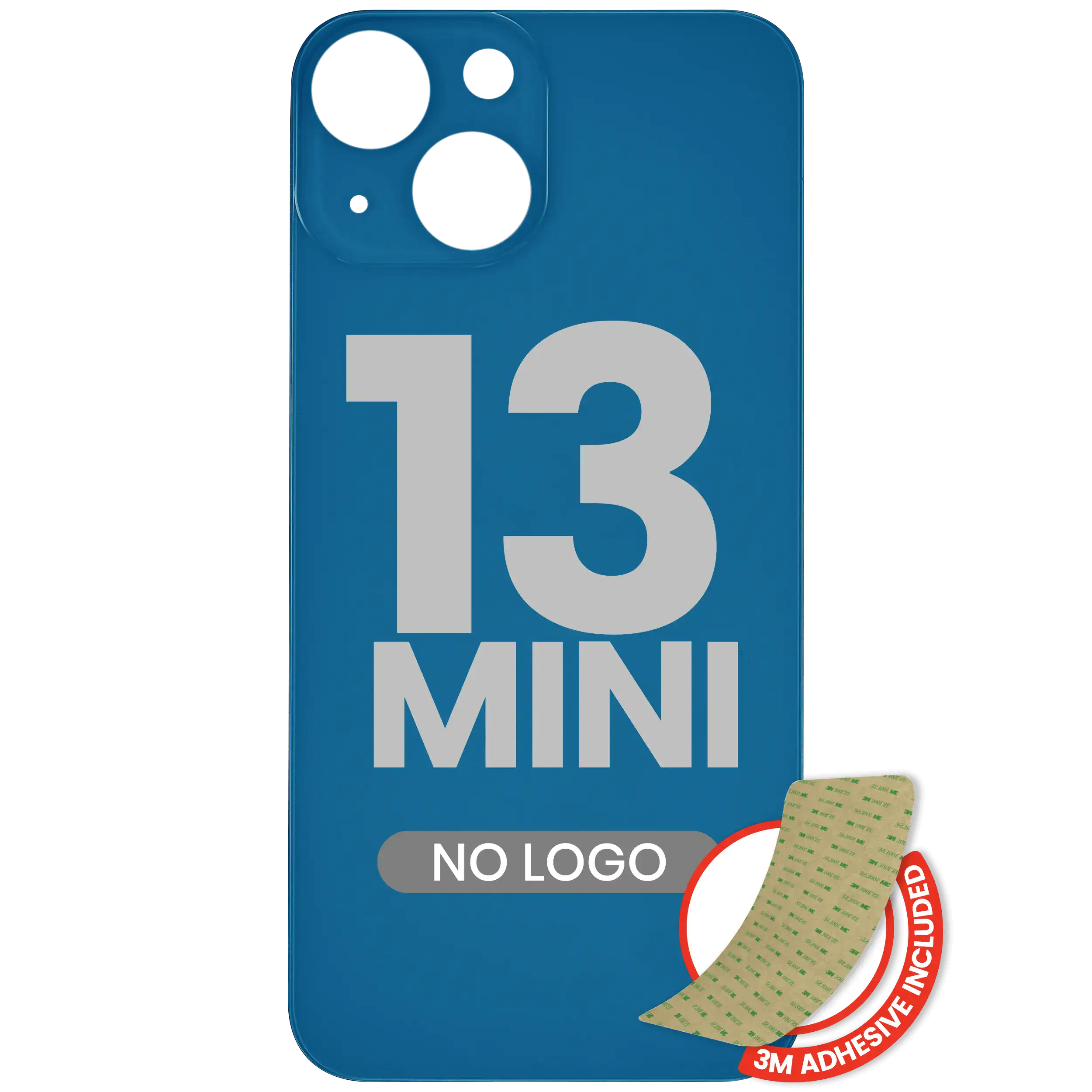 Backcover mit 3M-Klebstoff für iPhone 13 Mini ohne Logo große Kameraöffnung Blau