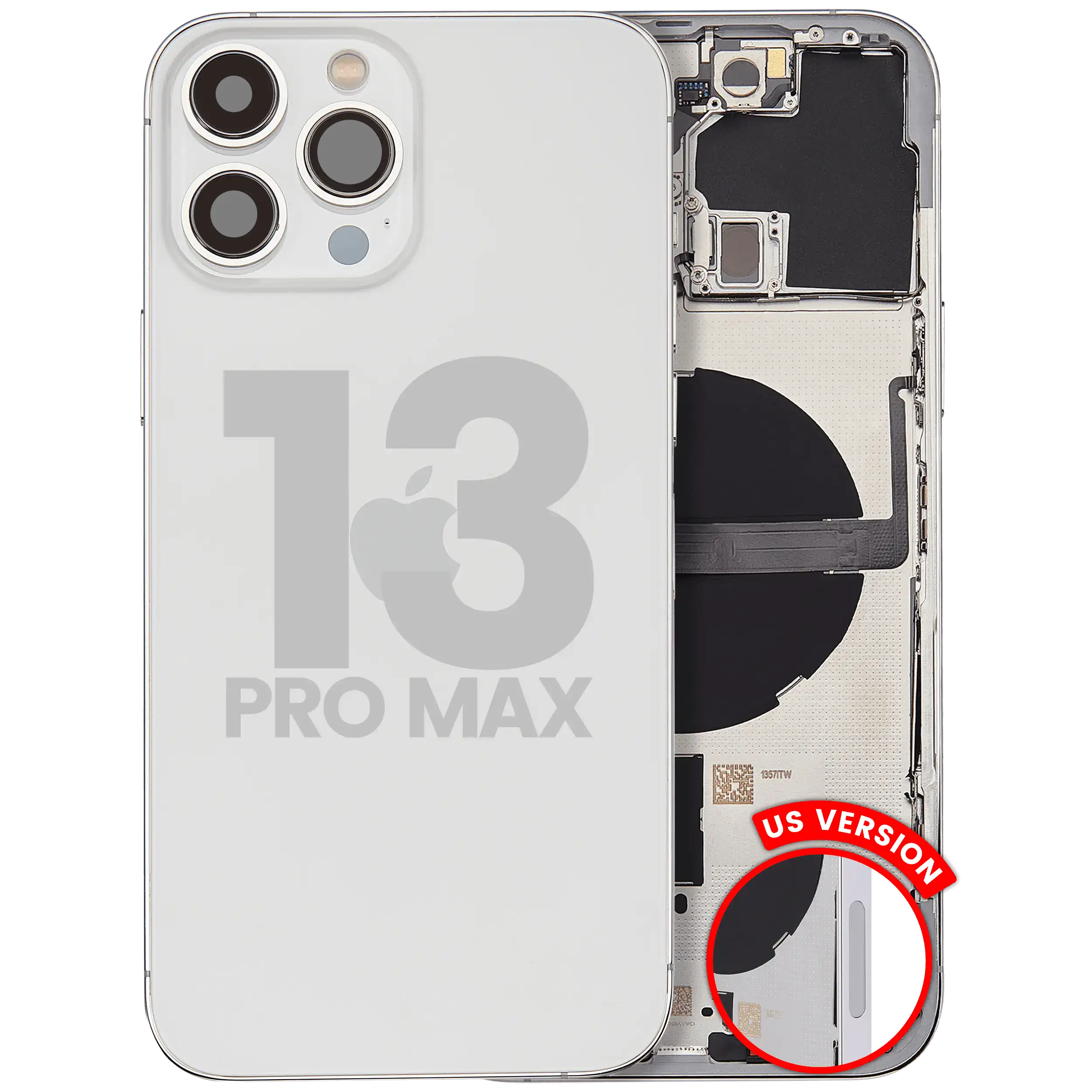 Back Cover/Frame with Small Parts for iPhone 13 Pro Max (US Version) (Used OEM Pull, Quality C, Silver)