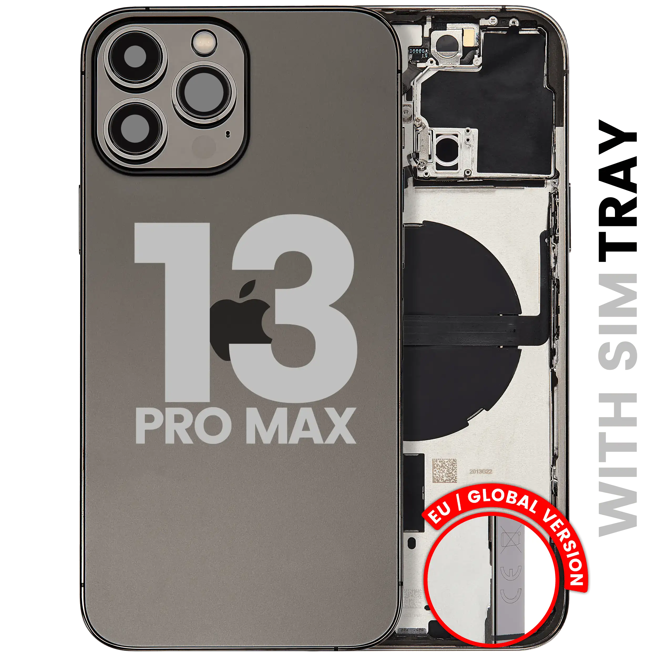 Back Cover/Frame with Small Components for iPhone 13 Pro Max (EU / Global Version) (Used OEM Pull, Quality C) (Graphite)