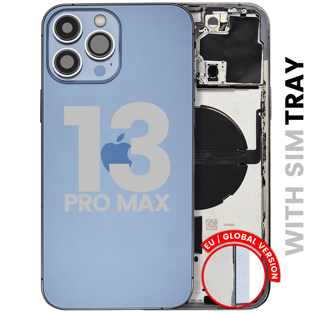 Back cover/Frame with small parts for iPhone 13 Pro Max (EU/Global Version) (used OEM removed part, Quality C) (Sierra Blue)